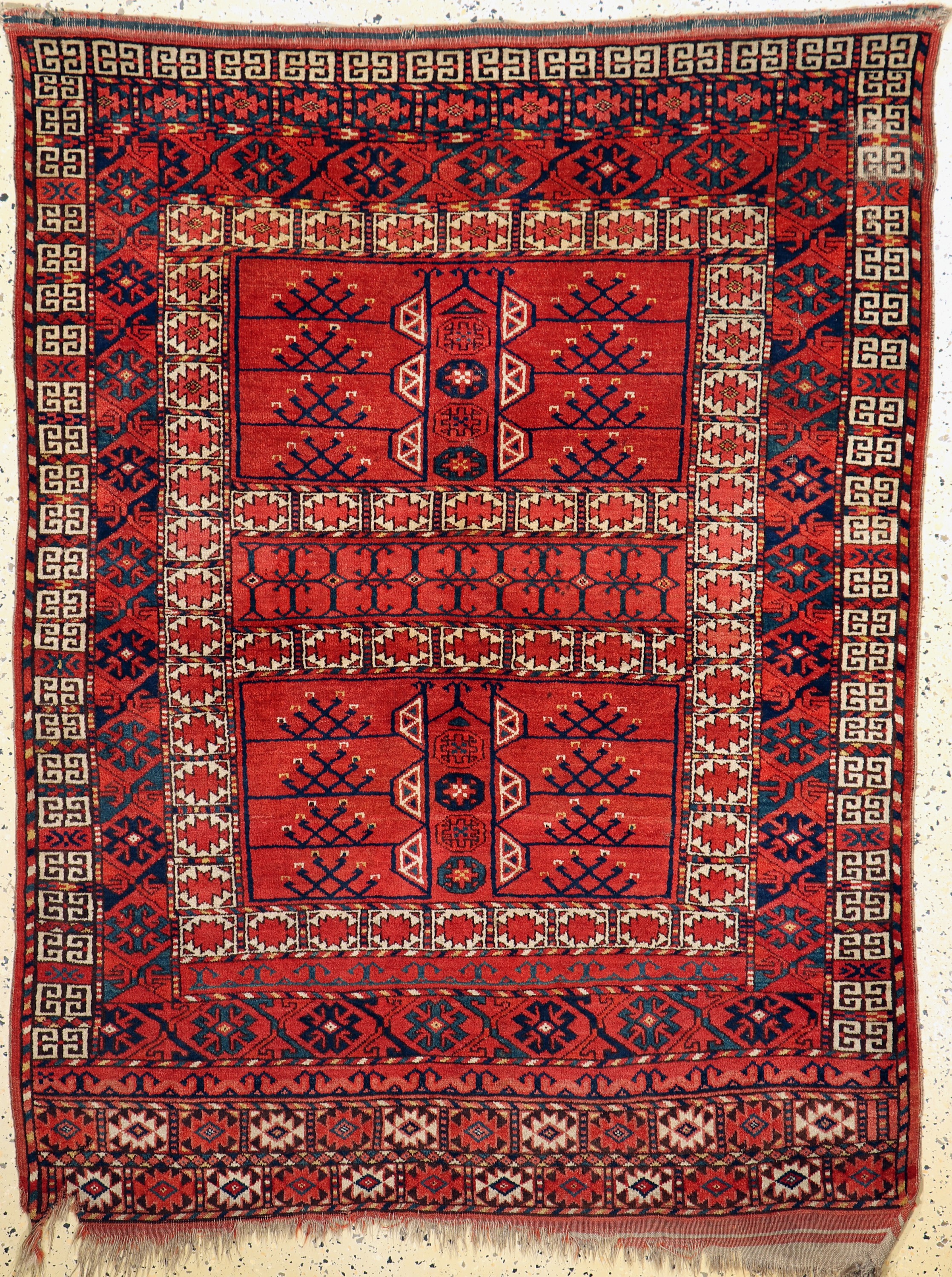 Ersari Engsi antik, Turkmenistan, 19.Jhd, Wolle auf Wolle, ca. 175 x 130 cm, EHZ: 3-4, (Eck beschädigt)