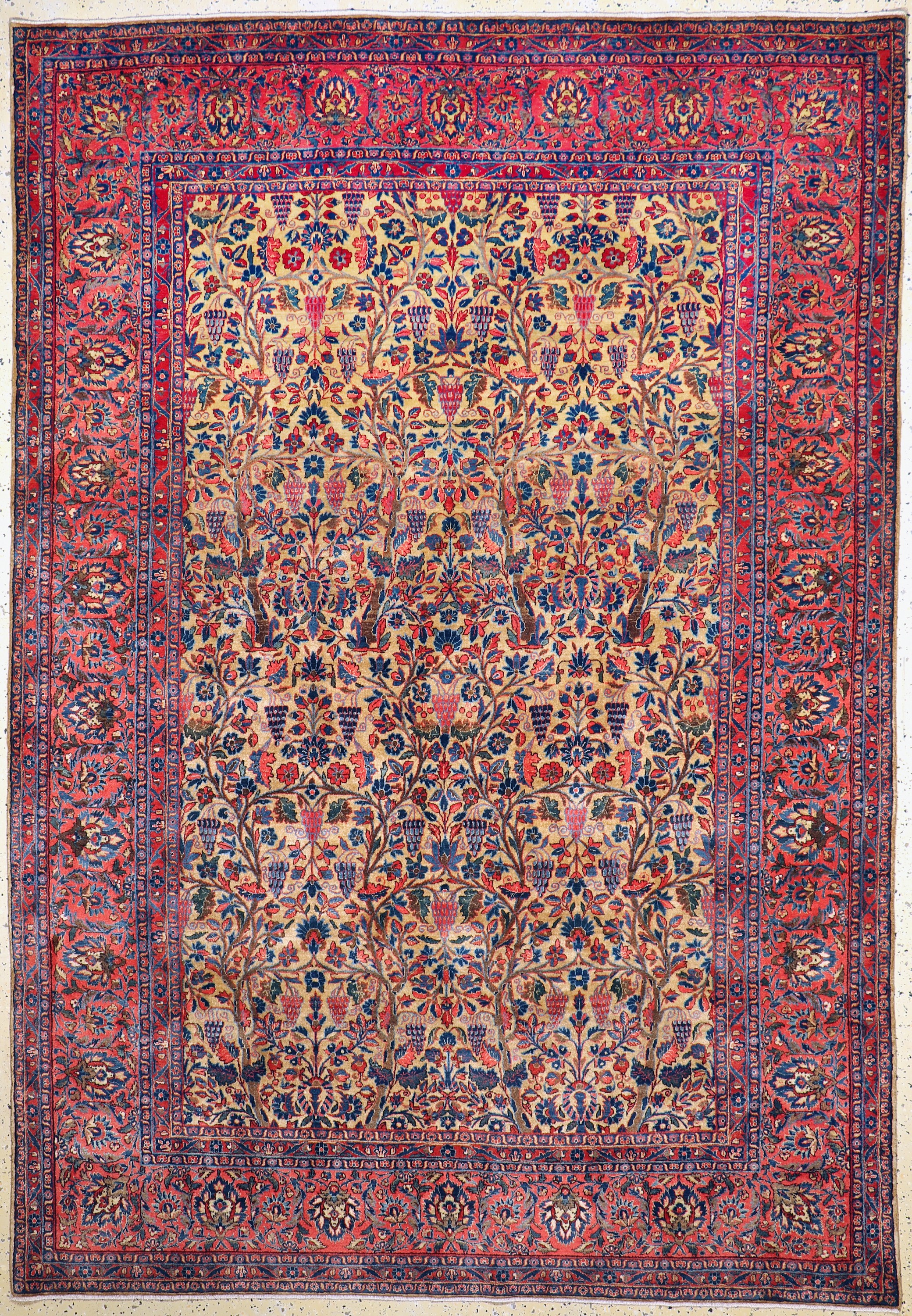 Manchester Keschan antik, Persien, um 1900,Korkwolle auf Baumwolle, ca. 295 x 205 cm, fachkundig gereinigt, EHZ: 2