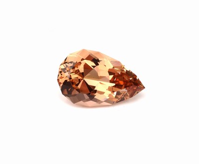 Image Loose imperial-topaz approx. 26.0 ct, bevelled pear cut, Light Reddish Orange, approx. ...