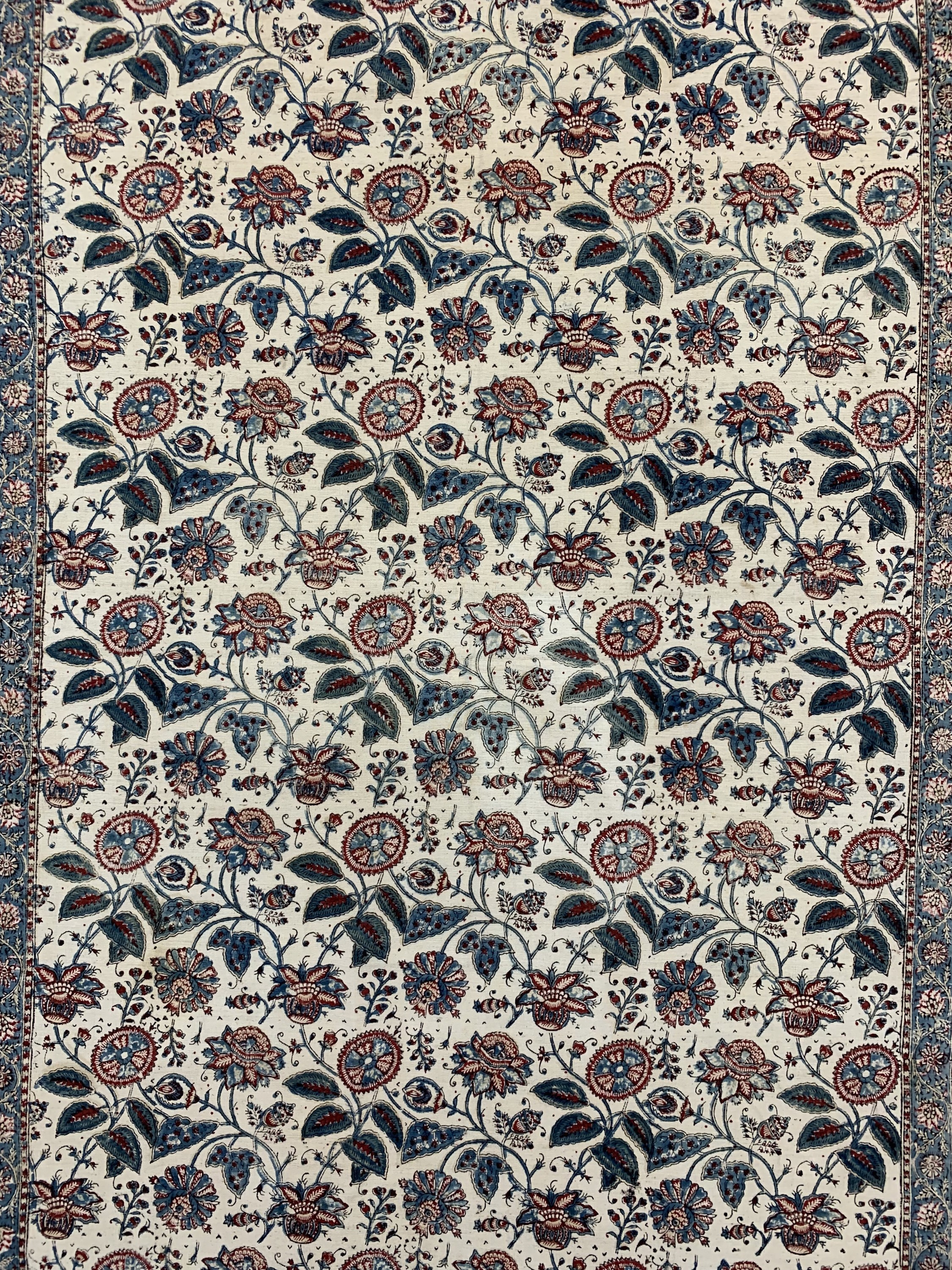 Detail c: Esfahan Ghalamkar, signiert, Persien, Anfang 20.Jhd, Baumwoll-Malerei, ca. 280 x 130cm, Reinigungsbedürftig, EHZ: 2
