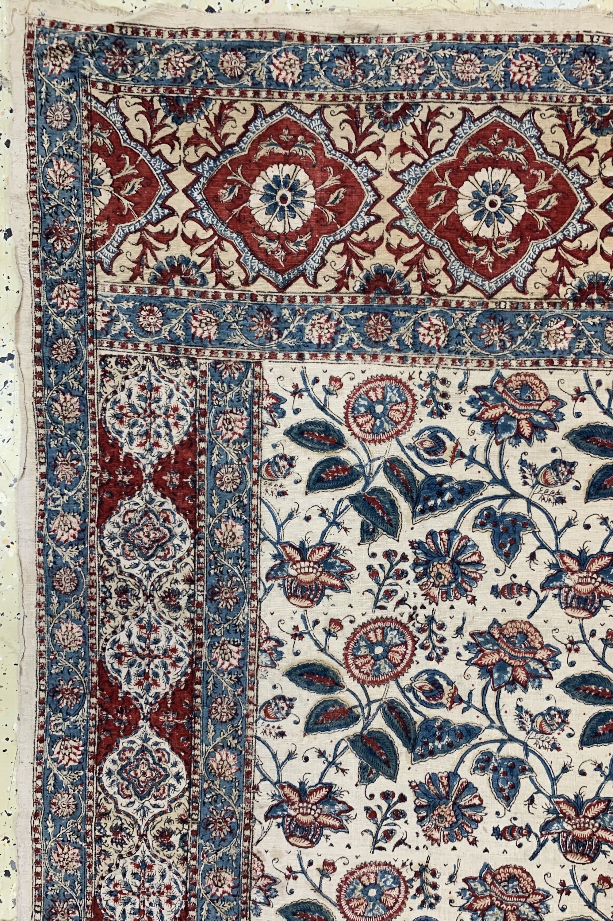 Detail d: Esfahan Ghalamkar, signiert, Persien, Anfang 20.Jhd, Baumwoll-Malerei, ca. 280 x 130cm, Reinigungsbedürftig, EHZ: 2
