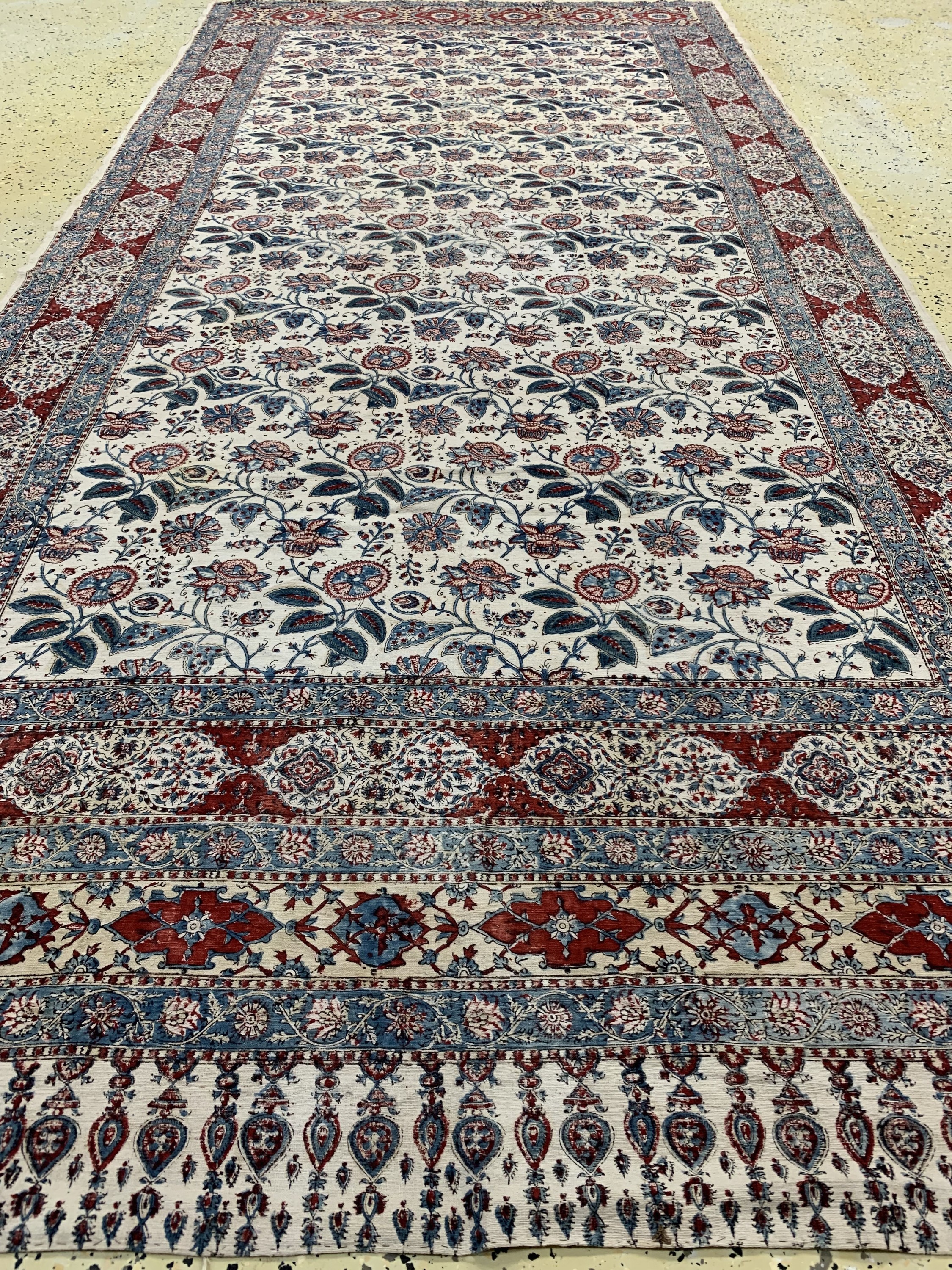 Detail f: Esfahan Ghalamkar, signiert, Persien, Anfang 20.Jhd, Baumwoll-Malerei, ca. 280 x 130cm, Reinigungsbedürftig, EHZ: 2