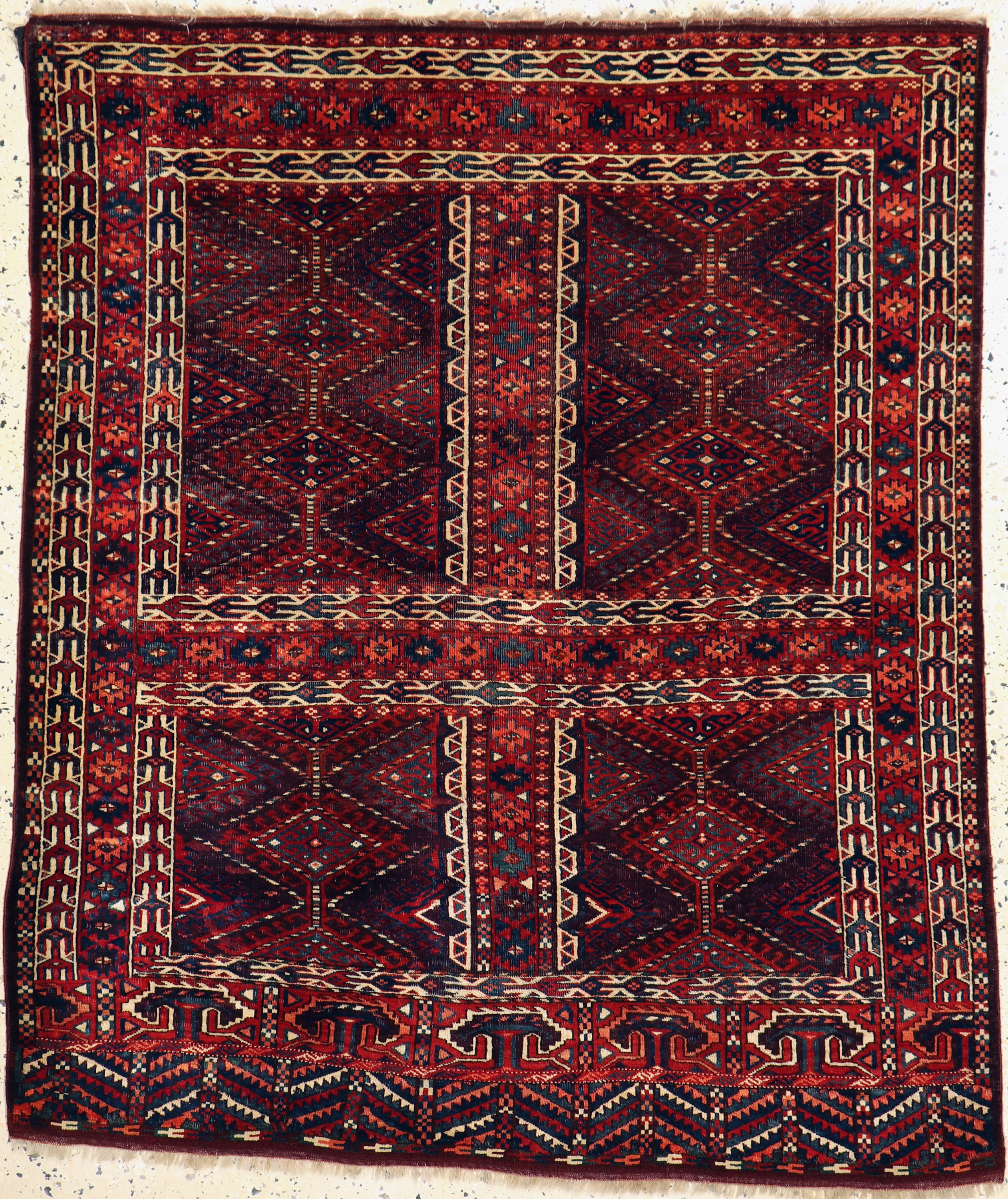 Yomud Engsi antik, Turkmenistan, 19.Jhd, Wolle auf Wolle, ca. 148 x 126 cm, EHZ: 3