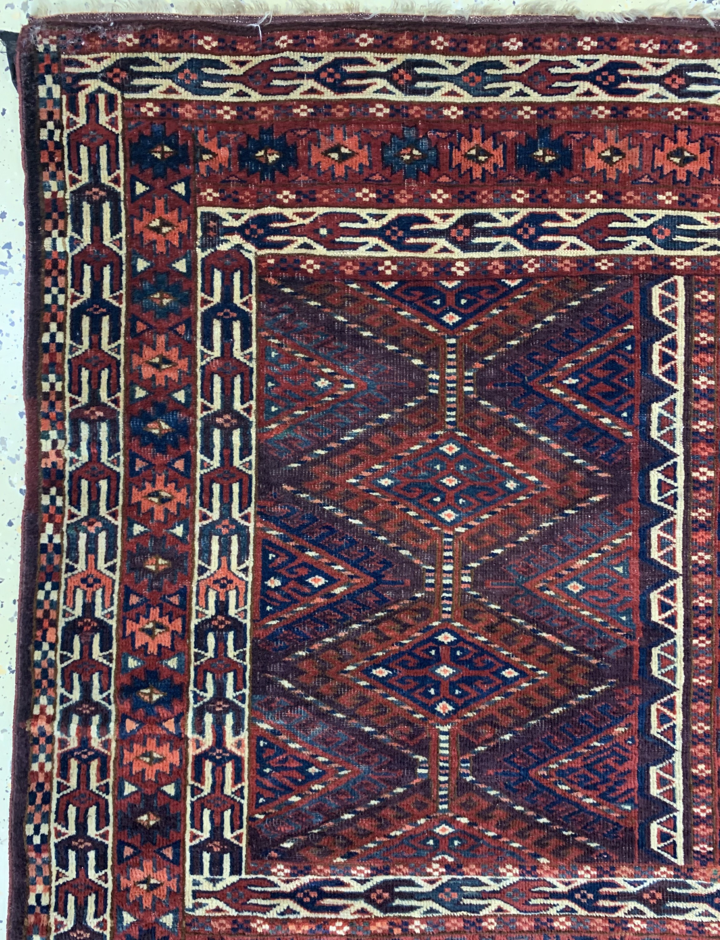 Detail c: Yomud Engsi antik, Turkmenistan, 19.Jhd, Wolle auf Wolle, ca. 148 x 126 cm, EHZ: 3