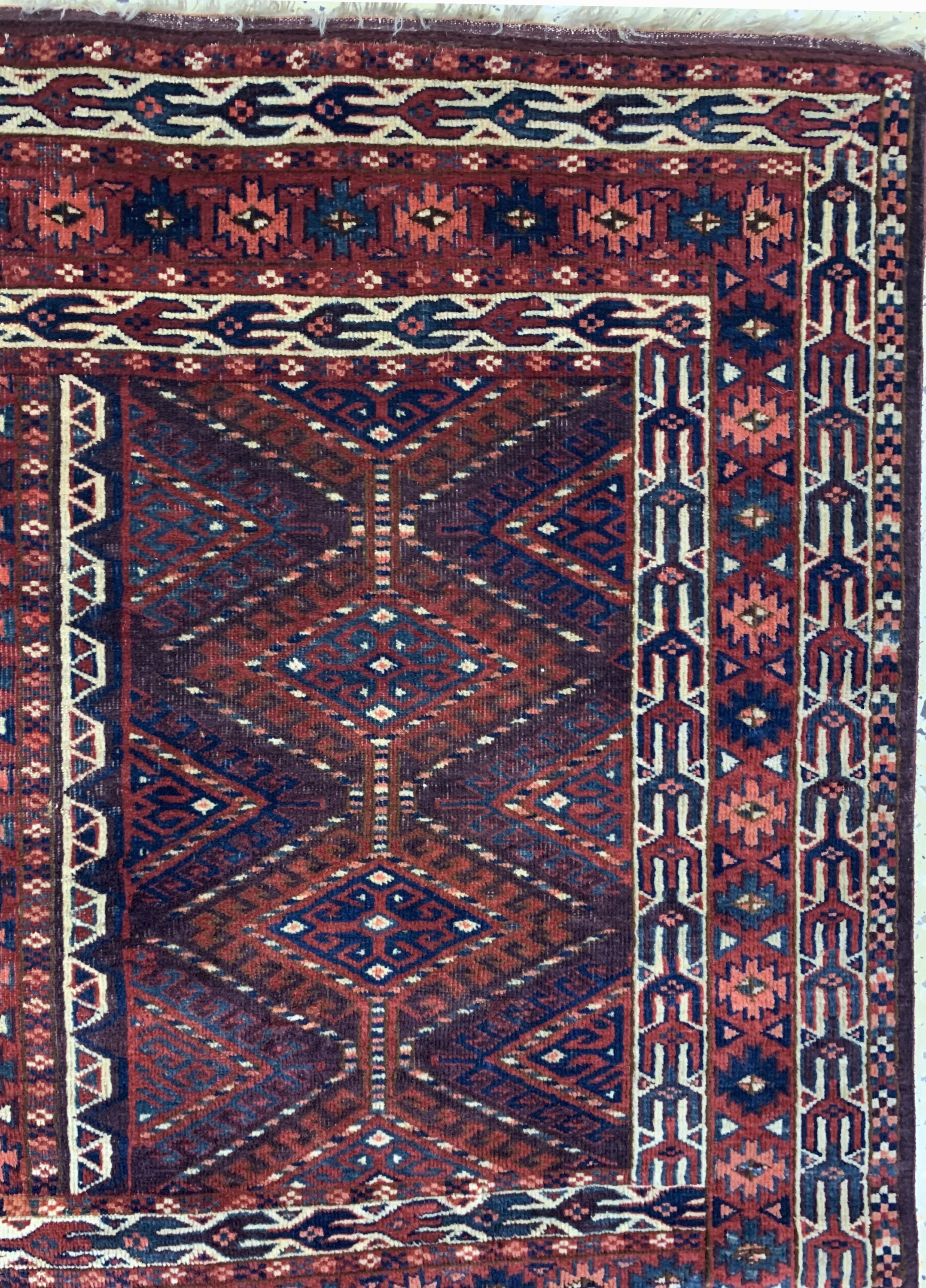 Detail d: Yomud Engsi antik, Turkmenistan, 19.Jhd, Wolle auf Wolle, ca. 148 x 126 cm, EHZ: 3