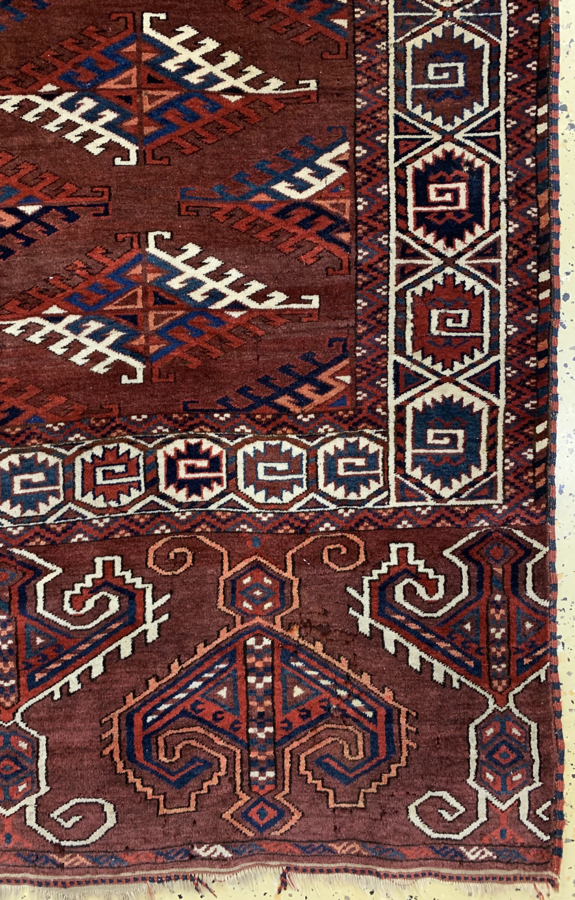 Detail a: Yomud Hauptteppich antik, Turkmenistan, 19.Jhd, Wolle auf Wolle, ca. 333 x 190 cm, EHZ: 4