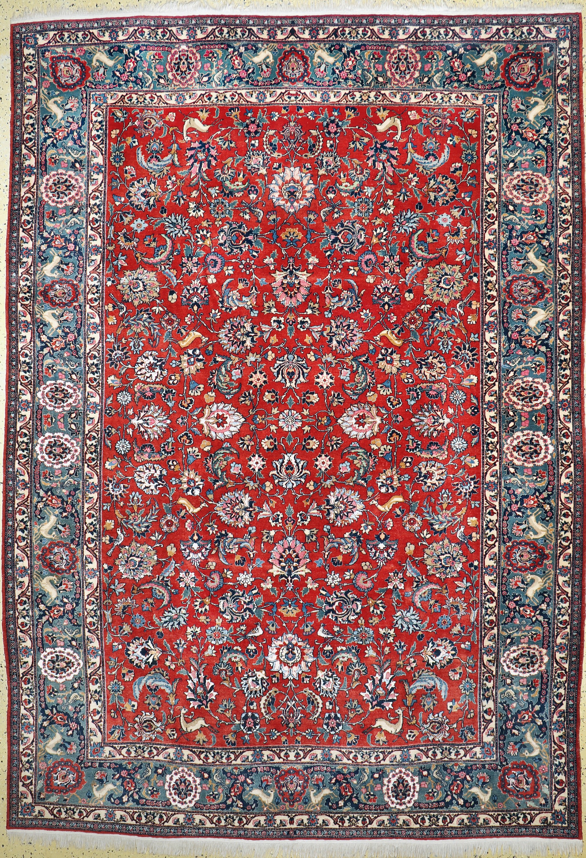 Teheran mit Seide, Persien, Anfang 20.Jhd, Wolle mit Seide, ca. 344 x 240 cm, EHZ: 2, gereinigt