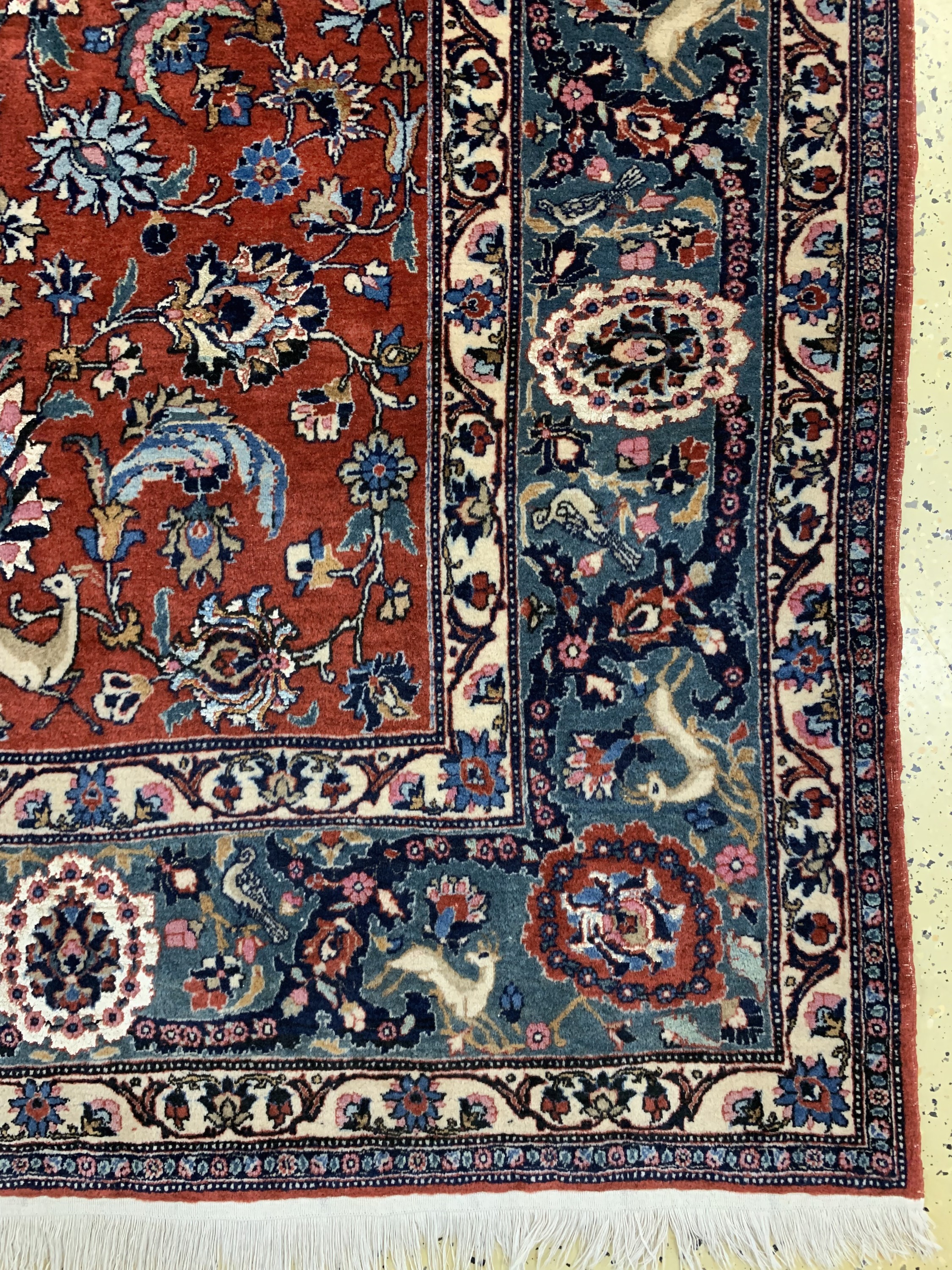 Detail a: Teheran mit Seide, Persien, Anfang 20.Jhd, Wolle mit Seide, ca. 344 x 240 cm, EHZ: 2, gereinigt