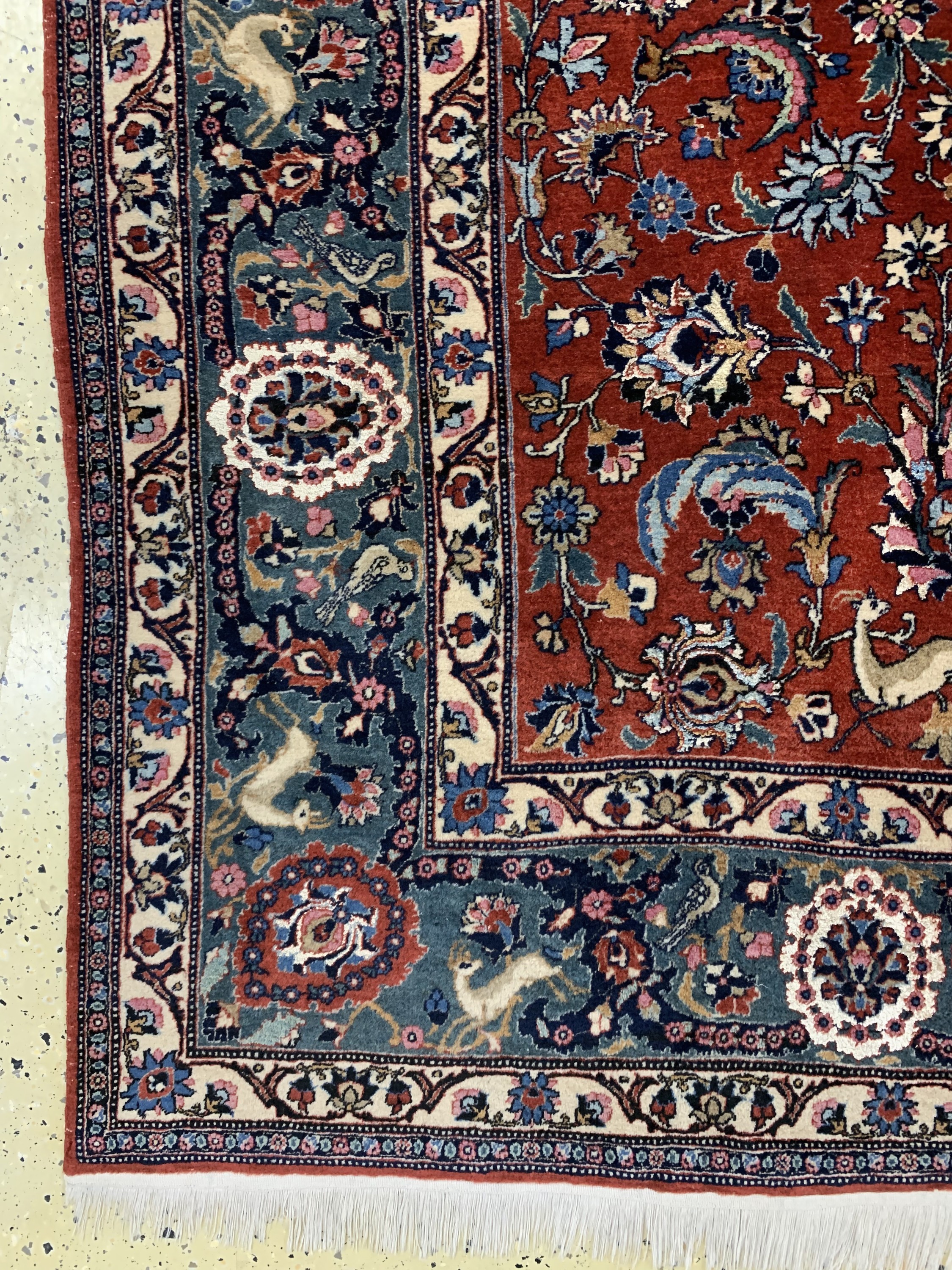 Detail b: Teheran mit Seide, Persien, Anfang 20.Jhd, Wolle mit Seide, ca. 344 x 240 cm, EHZ: 2, gereinigt