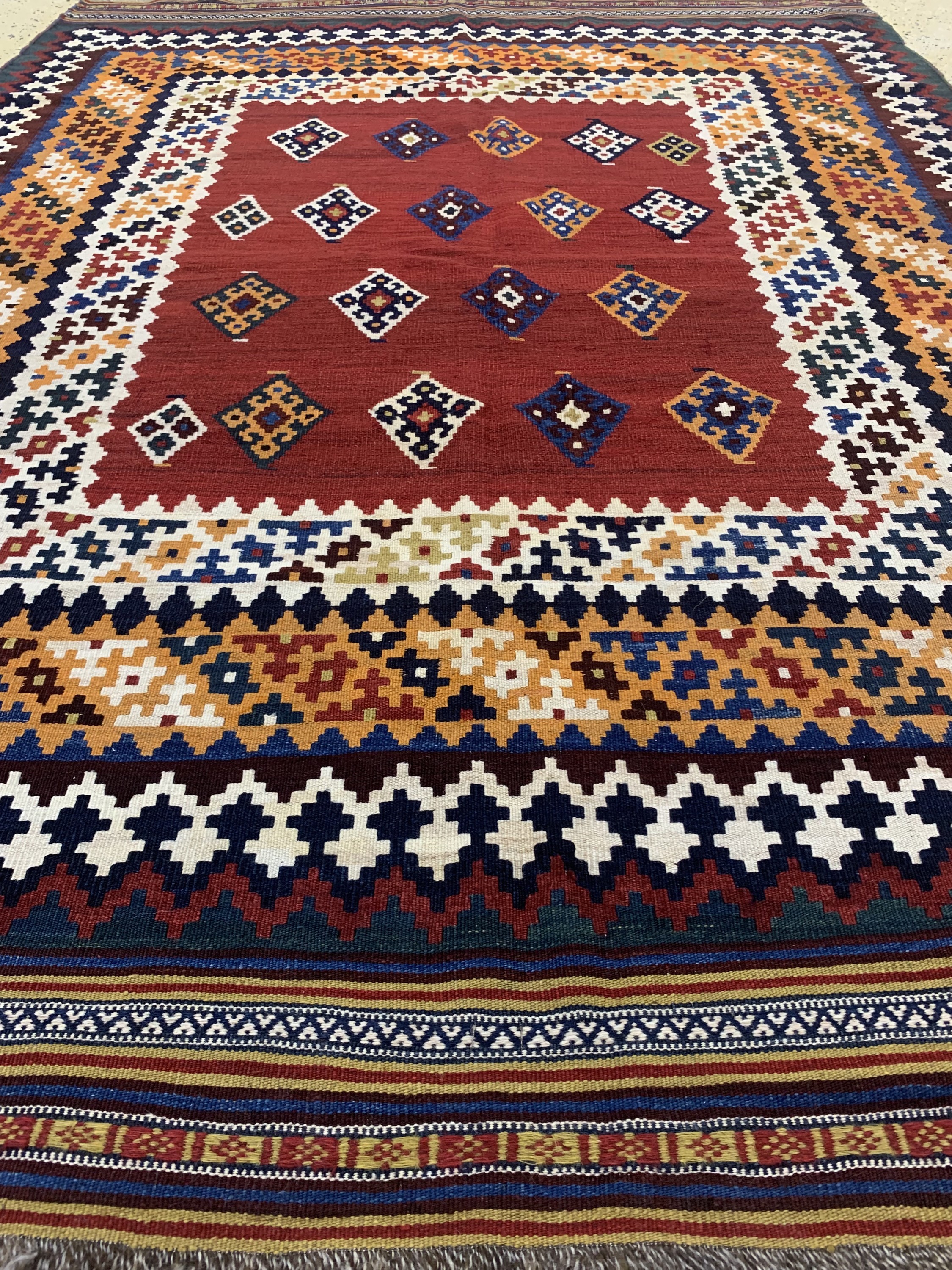 Detail d: Ghaschgai Kelim, Persien, Anfang 20.Jhd, Wolle auf Wolle, ca. 218 x 164 cm, EHZ: 2