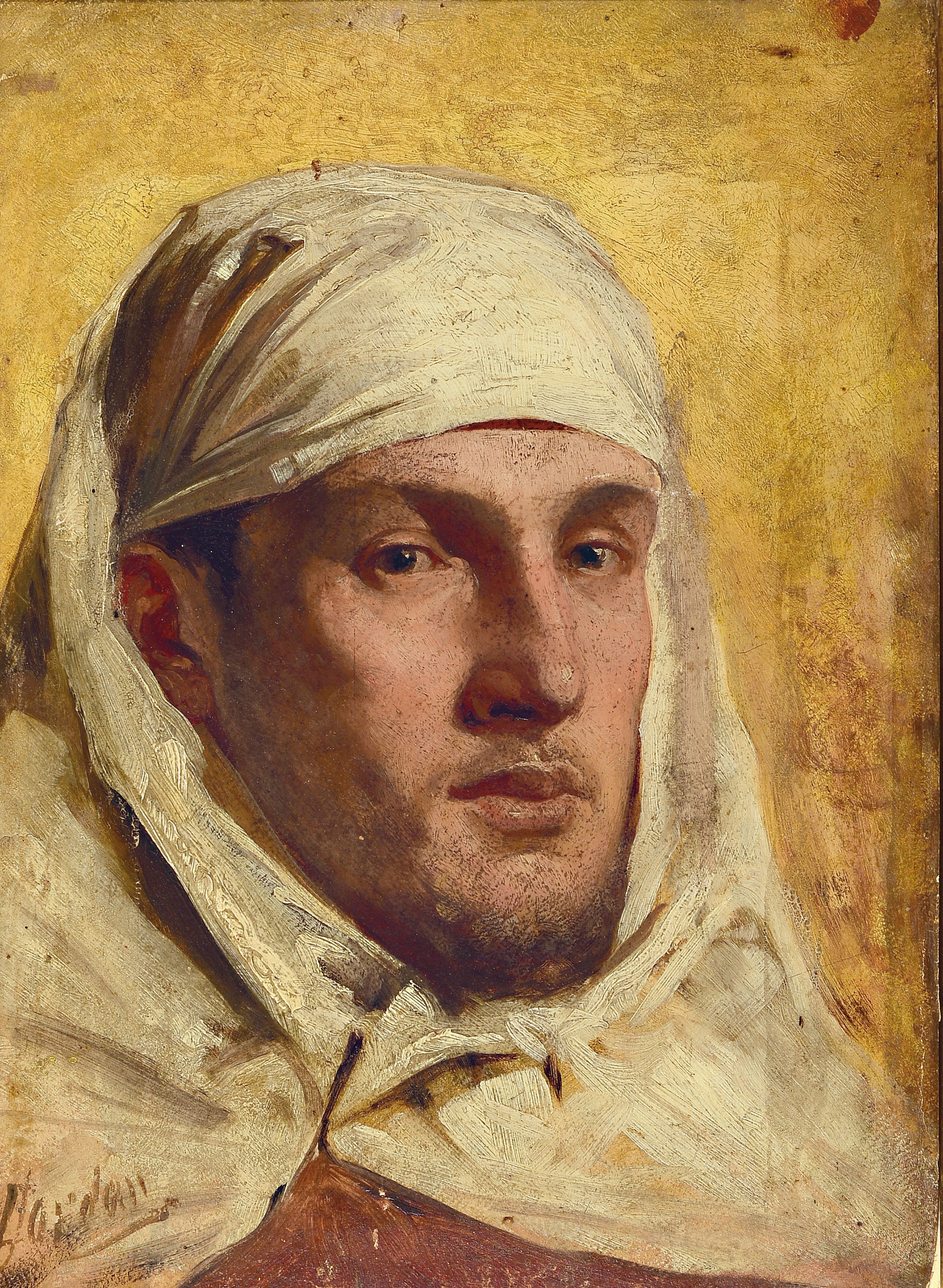 Sardan (ö.ä.), 19./20.Jh., arabisches Männerporträt, Öl/Karton, doubliert, 41x30 cm,Rahmen 51x40 cm