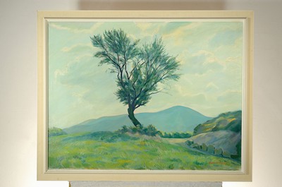 26793332k - Peter Koch, 1874 Deidesheim - 1956 Gimmeldingen, #"Landscape in Vogelsang#" so inscribed on the old label, oil/canvas, signedlower right, 77x100 cm, frame 87x110 cm