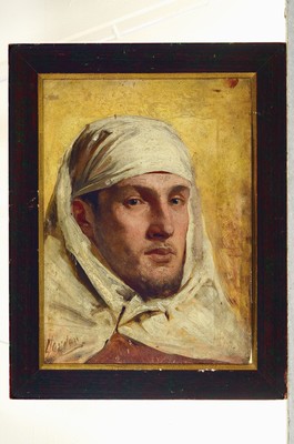 26793353k - Sardan (similar), 19th/20th century, Arabian male portrait, oil/cardboard, lined, 41x30 cm,frame 51x40 cm