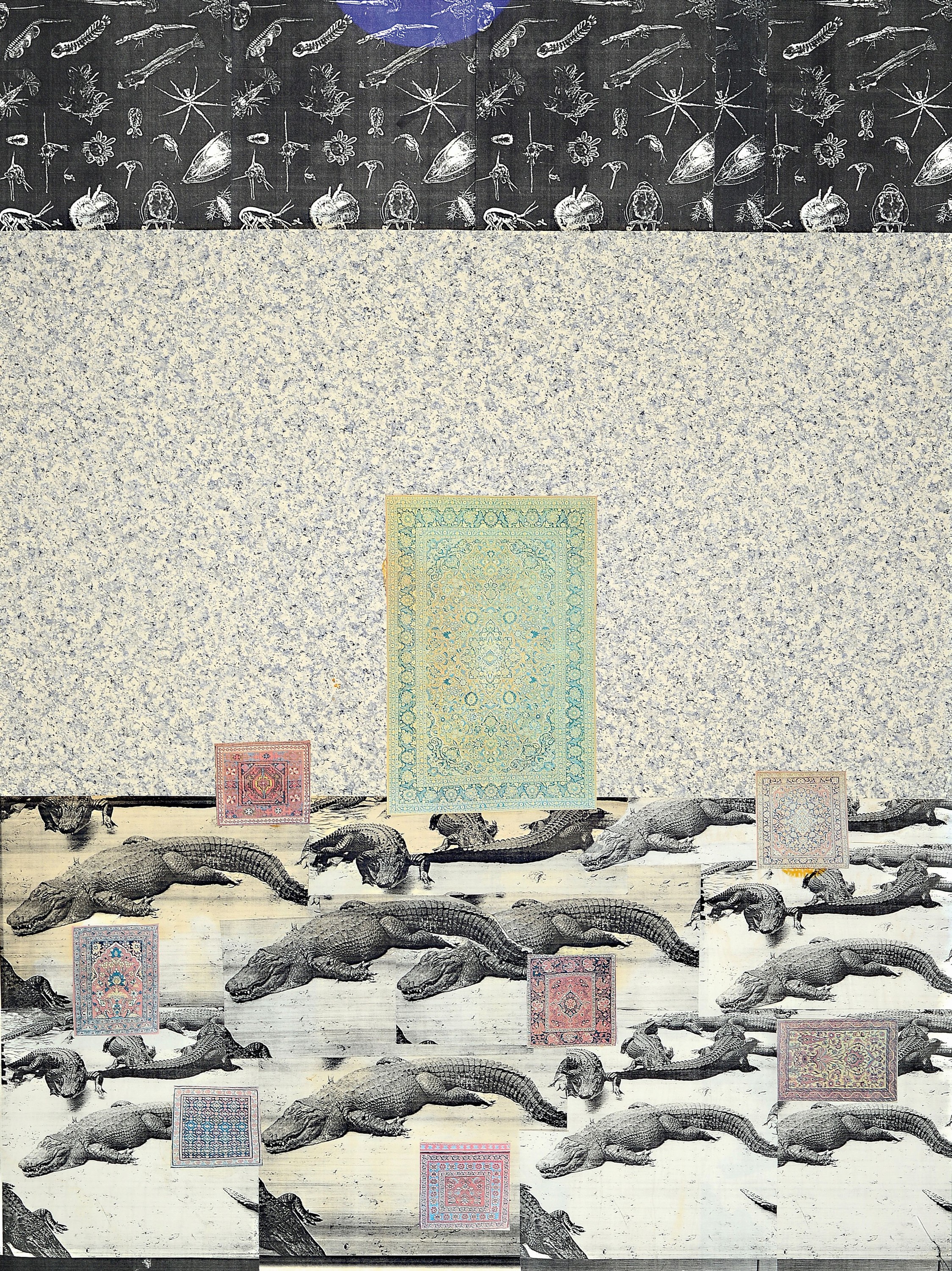 Detail b: Margret Eicher, geb. 1955, lebt und arbeitet in Berlin, Die islamische Revolution geht weiter, Copy Collage von 1988, Triptychon, je ca. 99x74cm, ...