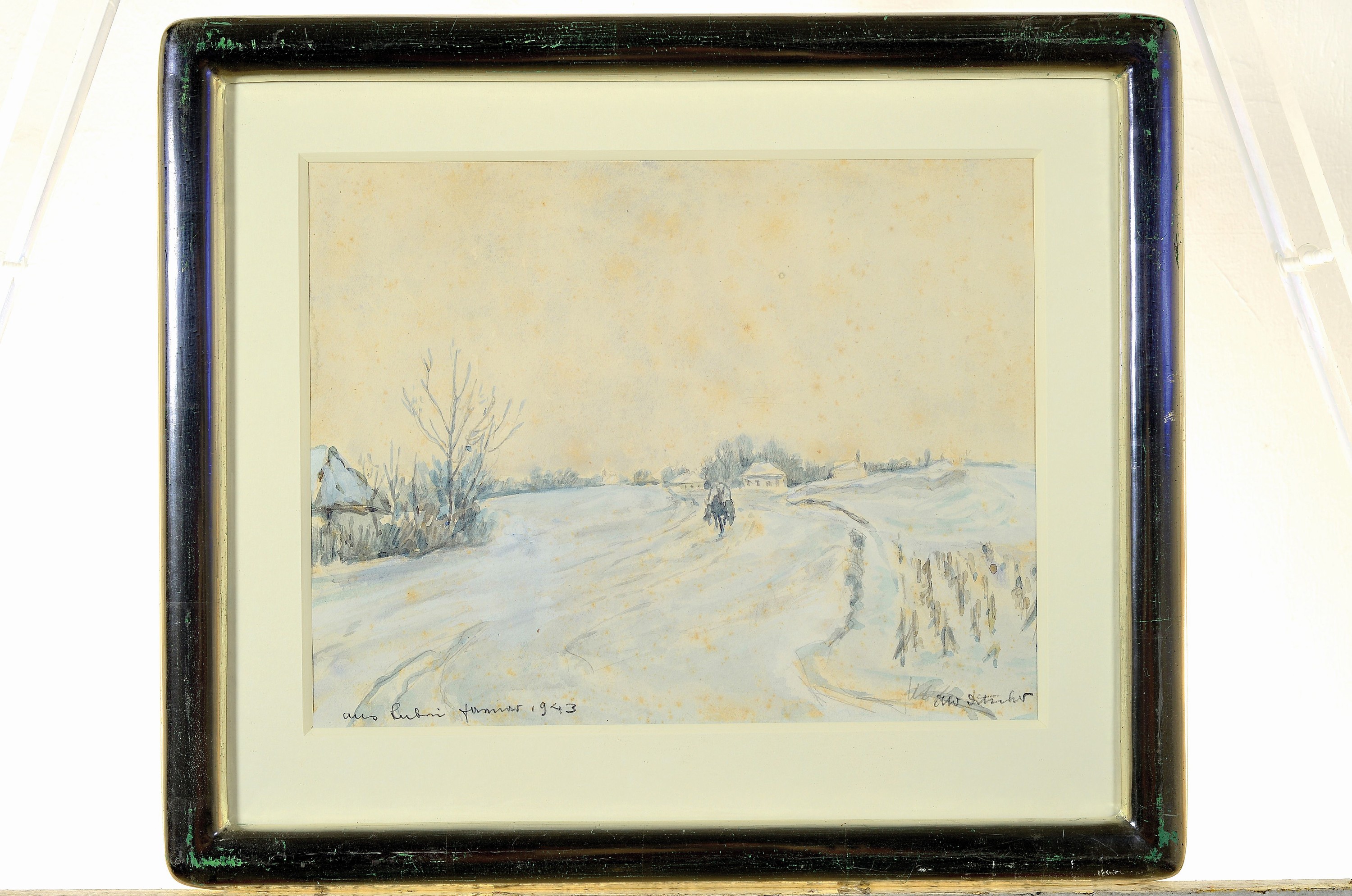 Otto Ditscher, 1904-1987 Neuhofen, 2 Aquarelle, 1x bez. aus Lubin Januar 1943, Winterlandschaft, sign., 1x Niederländische Landschaft am Kanal, ...