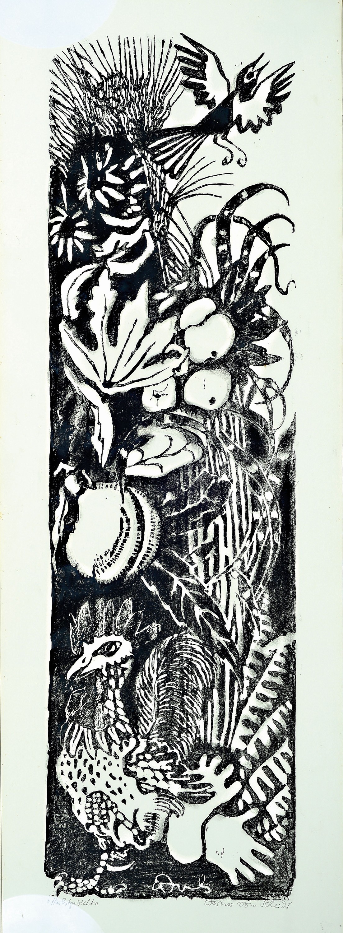Werner vom Scheidt, 1894 Großblittersdorf-1984 Bad Bergzabern, 2 Holzschnitte und eine Radierung: "Herbstgedicht, Holzschnitt, sign. und ...