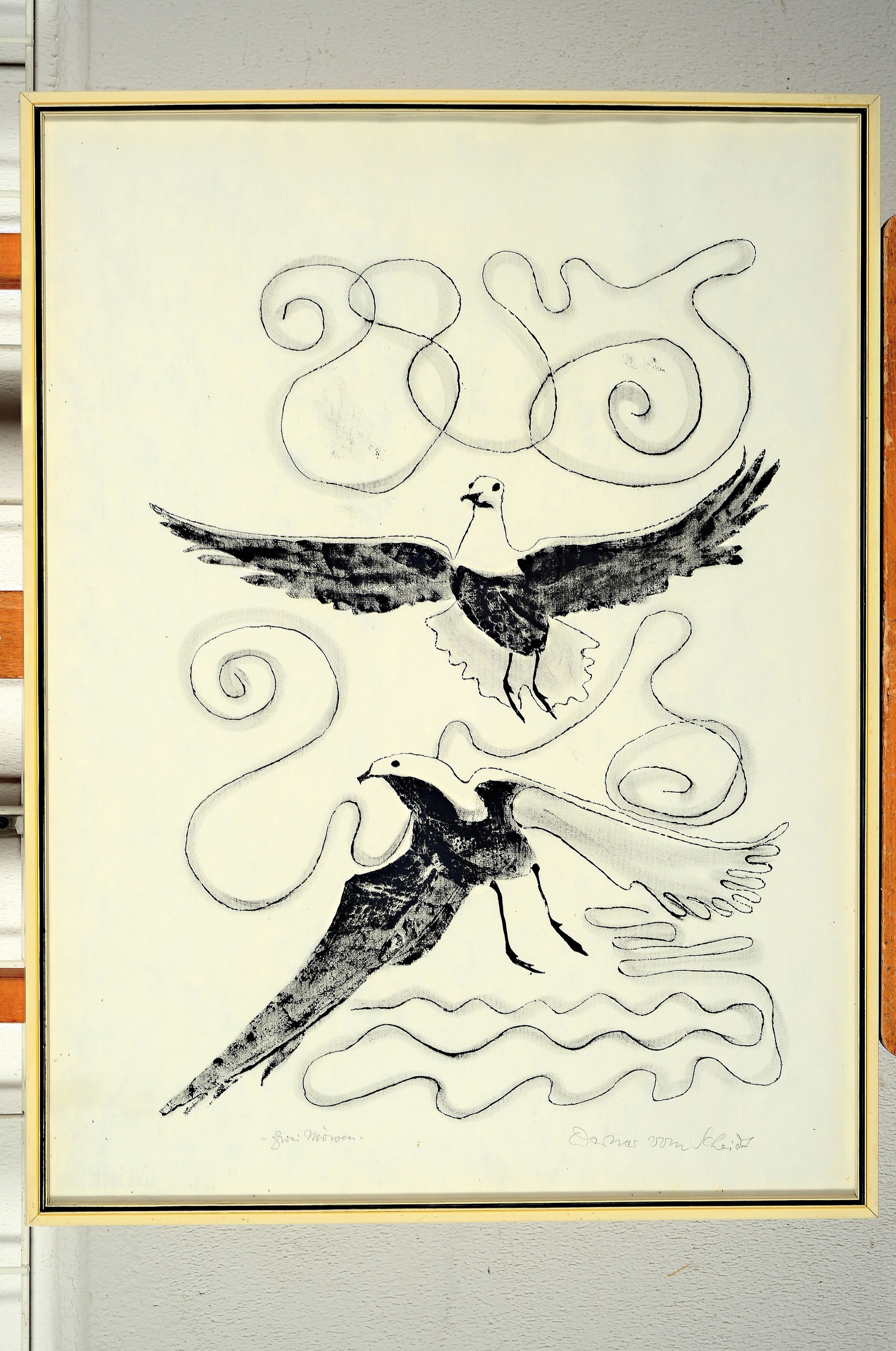 Detail k: Werner vom Scheidt, 1894 Großblittersdorf-1984 Bad Bergzabern, 3 Holzschnitte mit Darst. versch. Vögel, alle sign., eines betitelt: zwei Möwen, ...
