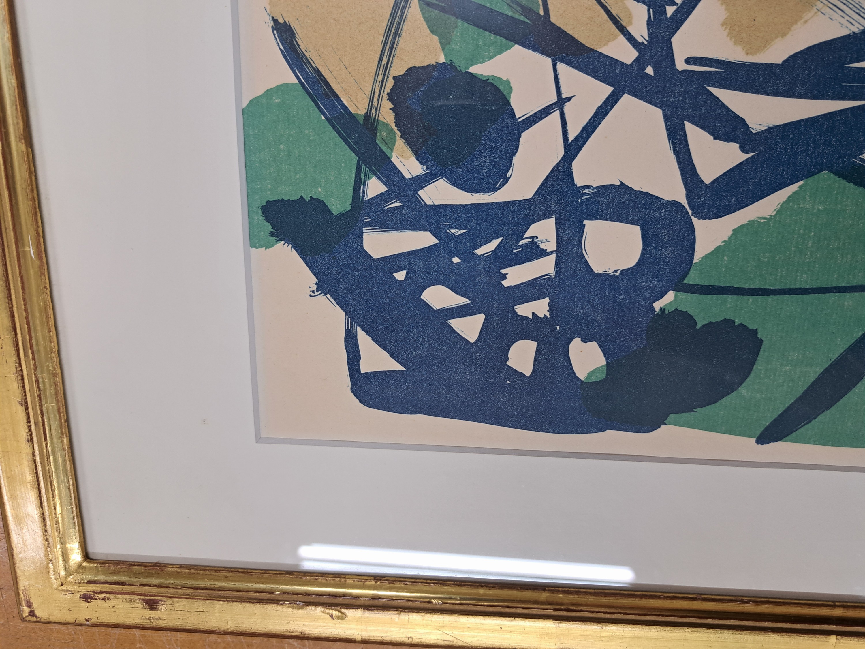 Detail e: Ernst Wilhelm Nay, 1902-1968, Algraphie 1953-2, Farblithographie, handsigniert und dat. 53, num. 9/40, ca. 48x61cm, PP, u.Gl., R. ca. 6+4x76cm