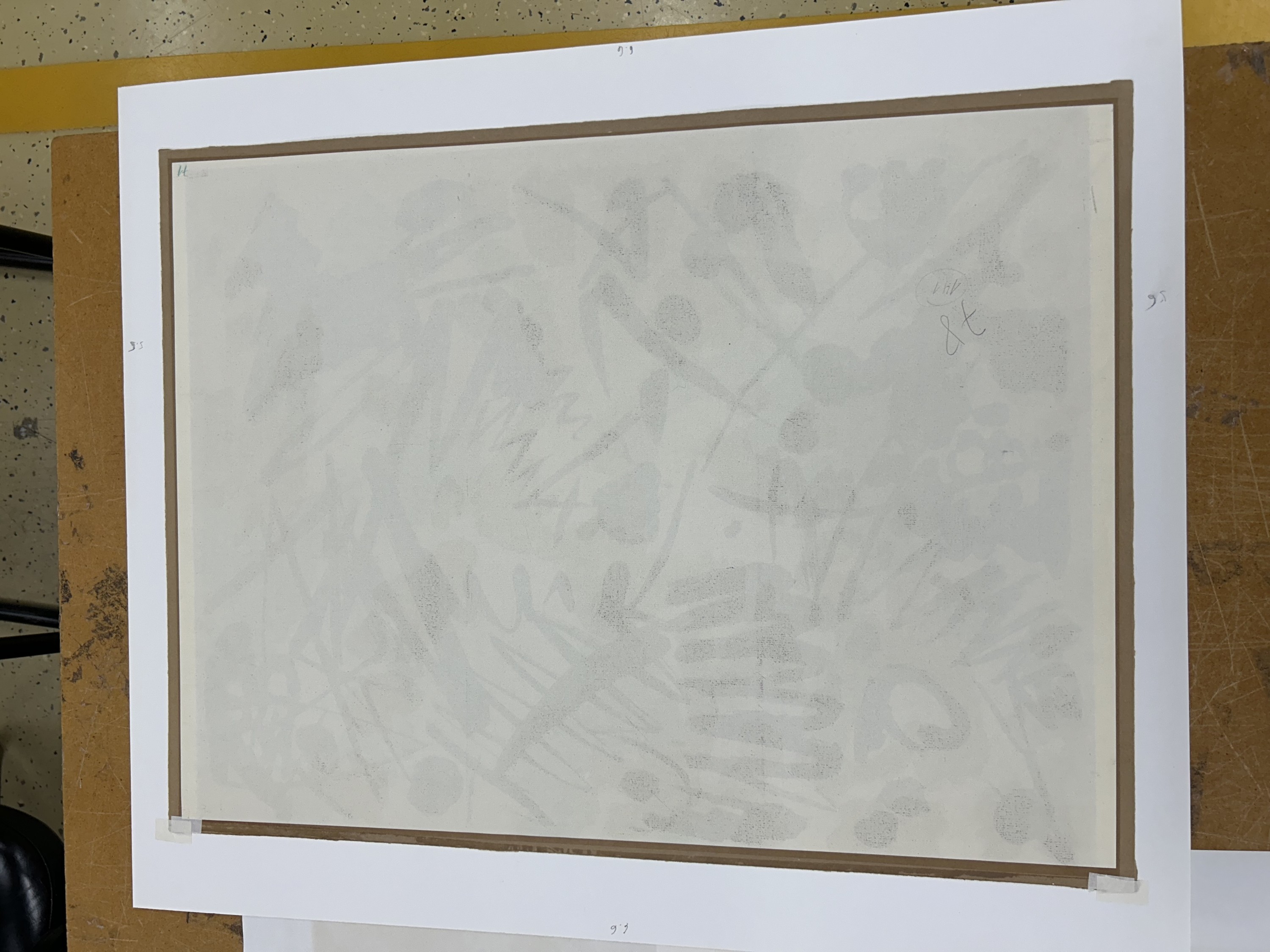 Detail g: Ernst Wilhelm Nay, 1902-1968, Algraphie 1953-2, Farblithographie, handsigniert und dat. 53, num. 9/40, ca. 48x61cm, PP, u.Gl., R. ca. 6+4x76cm