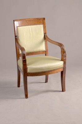 Image Armchair, France, around 1870, walnut with small carvings, rest., cover slightly dirty, ...