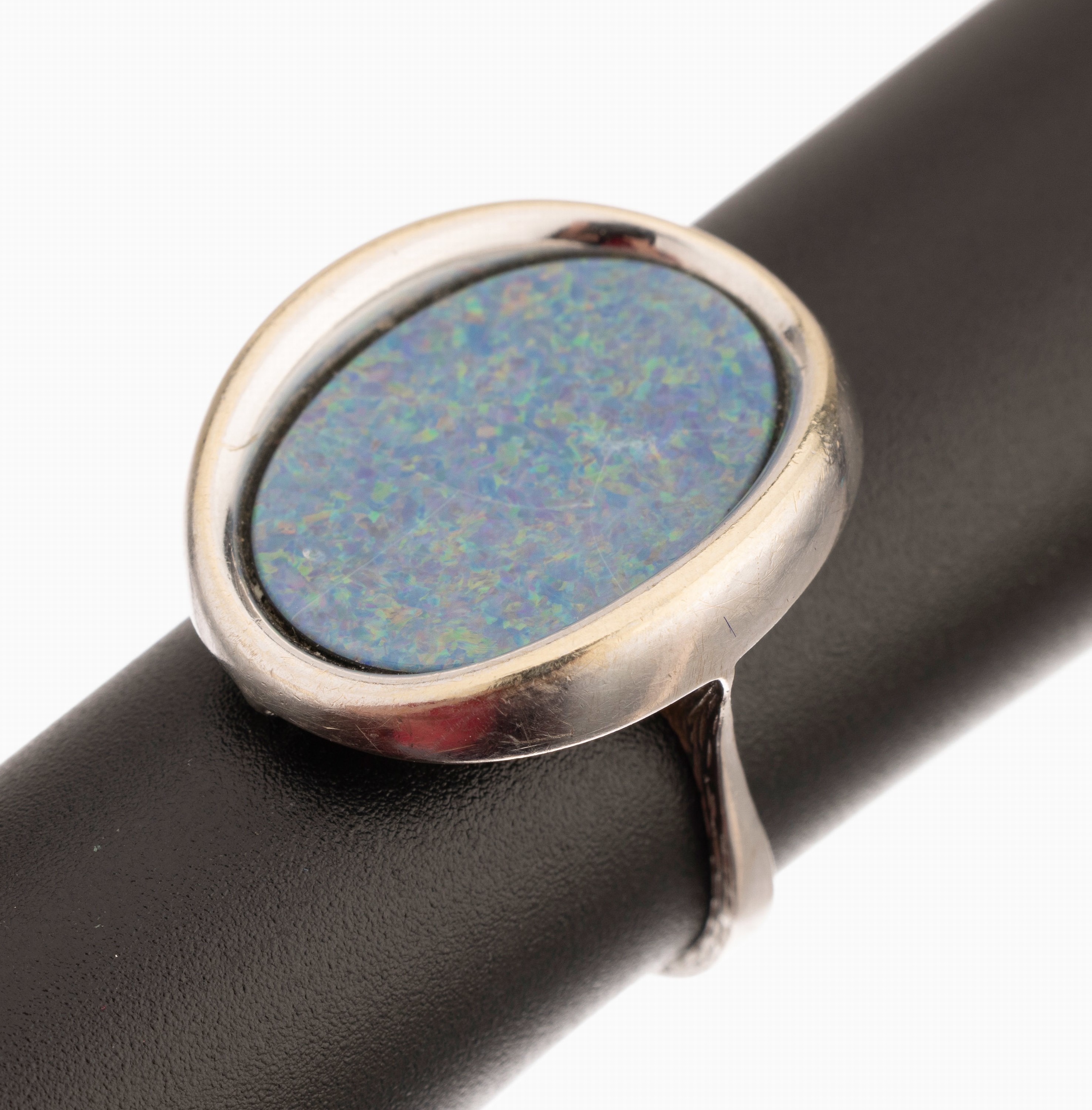 14 kt Gold Opal-Ring, WG 585/000, Opal-Triplette, total ca. 5.8 g, RW 58