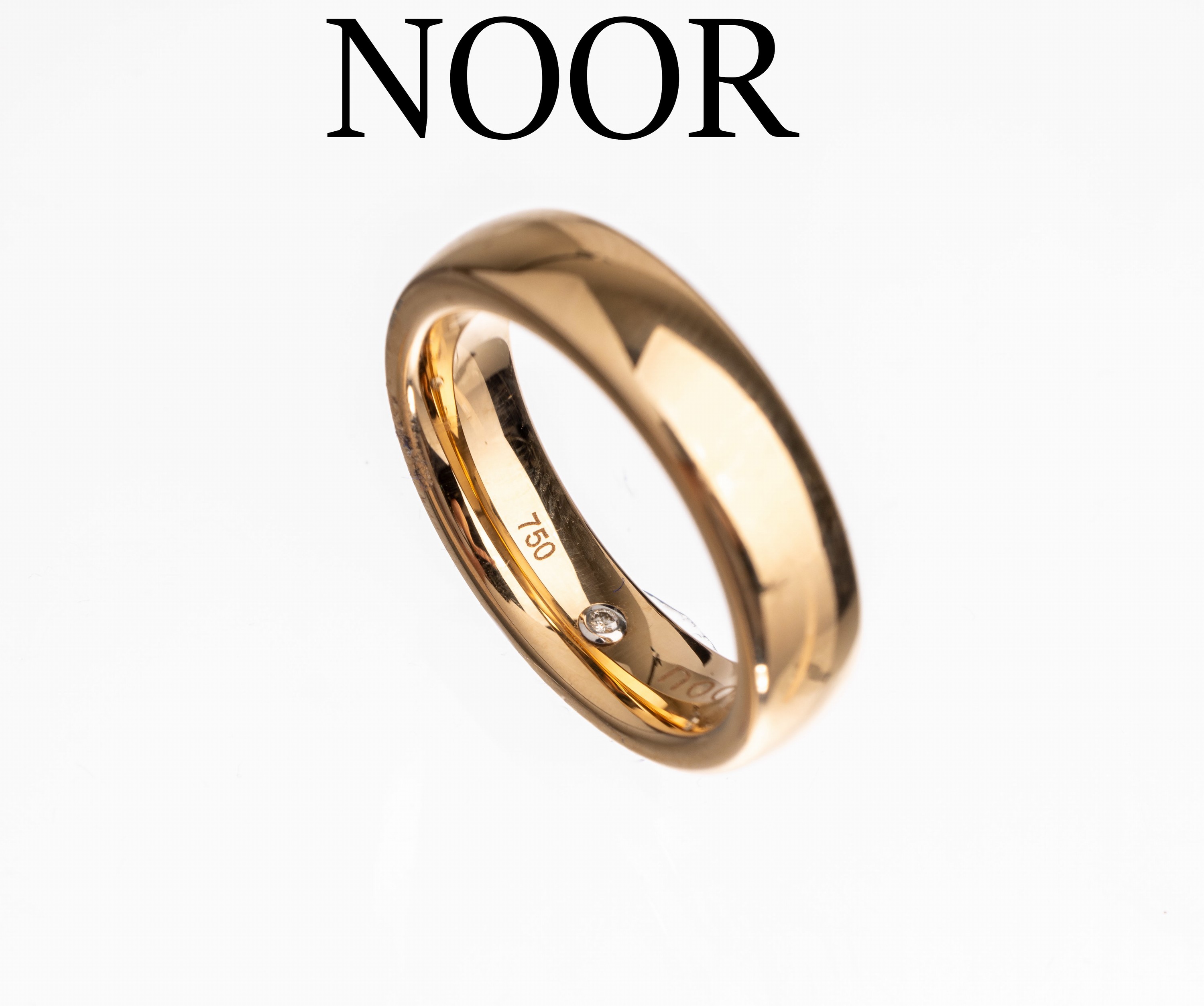 18 kt Gold NOOR Ring, RoseG 750/000, schlichte, zeitlose Schiene, innen mit kl. Diamant, RW 59, ca. 15.7 g