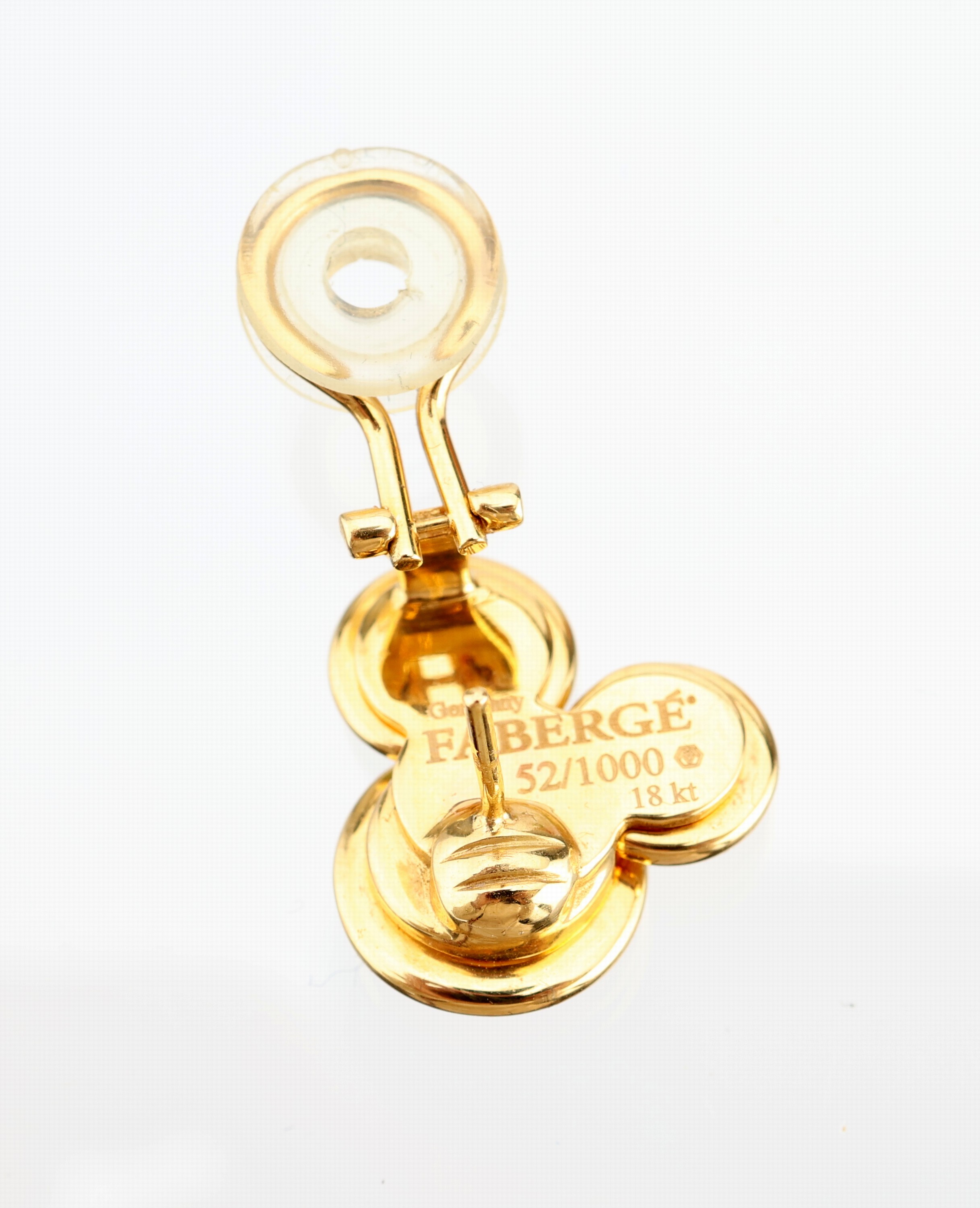 Detail c: Paar 18 kt Gold FABERGE Email-Brillant- Ohrstecker, GG 750/000, 3 emailierten Kreisen in Gelb, Grün und Rose sowie 3 Brillanten zus. ca. 0.20 ct ...
