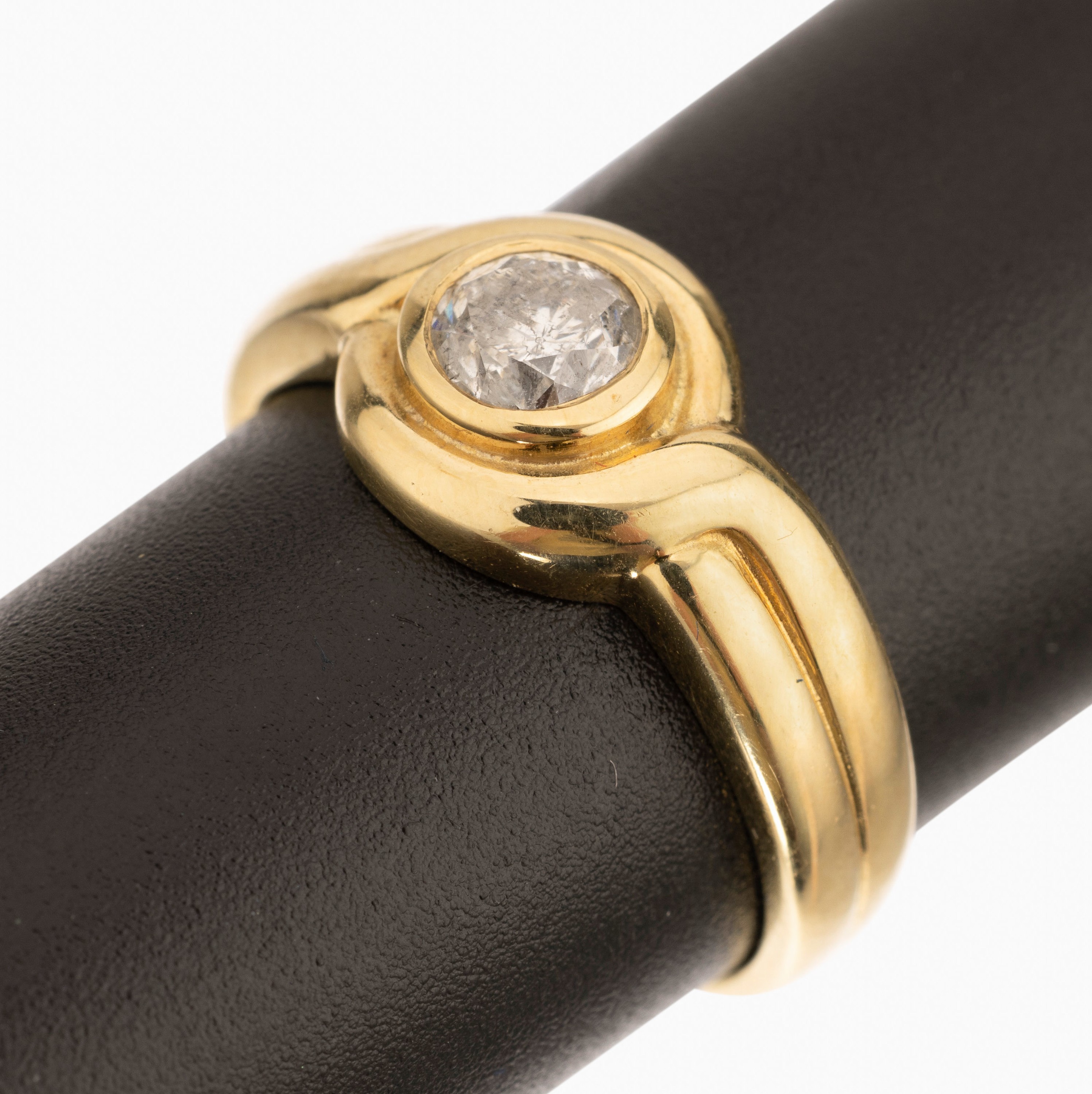 14 kt Gold Brillant-Ring, GG 585/000, Brillant ca. 0.33 ct Weiß/si-p1, RW 56, ca. 3.8 g