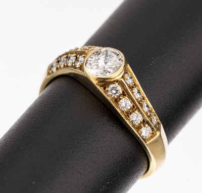 Image 14 kt Gold Brillant-Ring, GG 585/000, 17 Brillanten zus. ca. 0,60 ct Weiß/si, ...