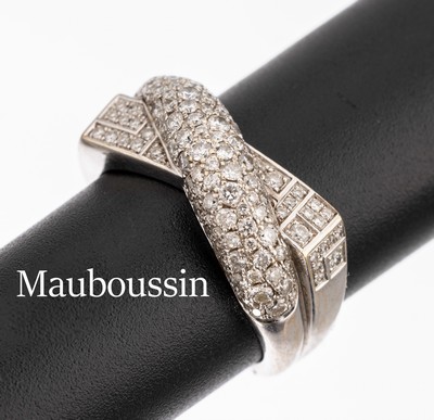 Image 18 kt Gold MAUBOUSSIN Brillant Ring, WG 750/000, überkreuzte Ringschiene bes. mit ...