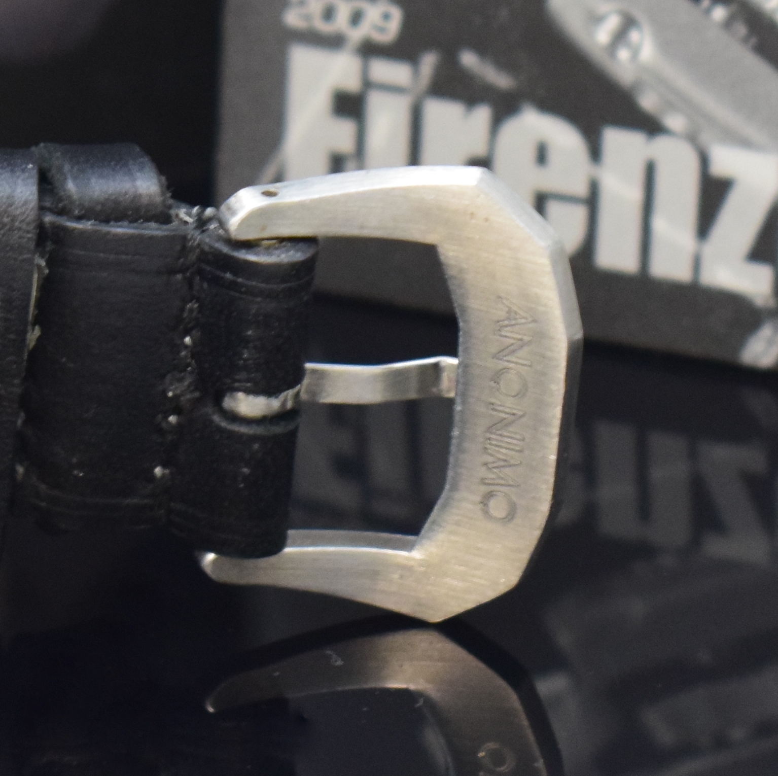Detail e: ANONIMO Herrenarmbanduhr mit 2. Zeitzone Firenze Dual Time 2009, Automatik, Italien um 2009, beids. vergl. Edelstahlgeh. inkl. Lederband m. orig. ...