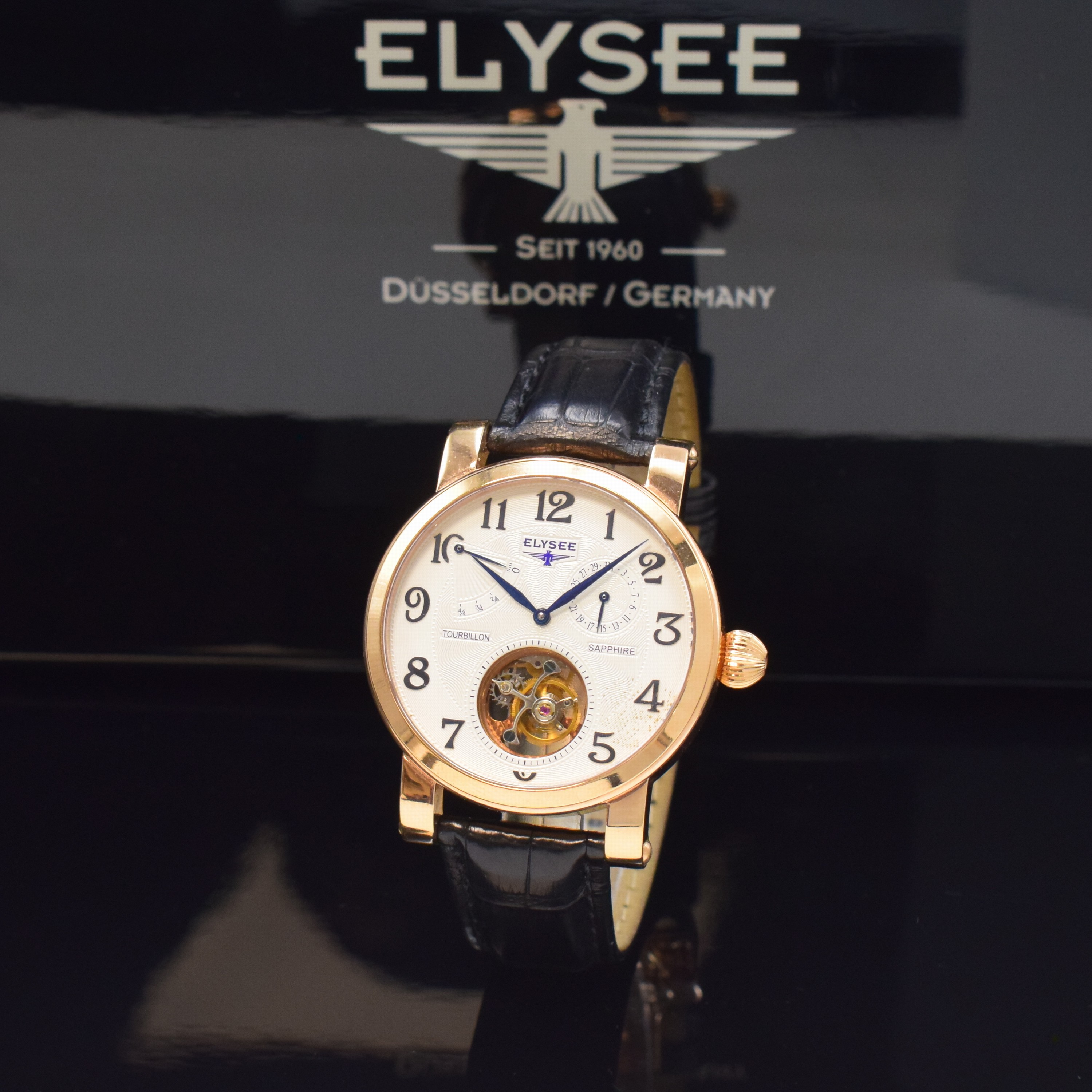 ELYSEE auf 100 Stück limitiertes Armbandtourbillon Referenz 49042, um 2010, Handaufzug, verg., beids. vergl. Edelstahlgeh. inkl. orig. Lederband m. ...