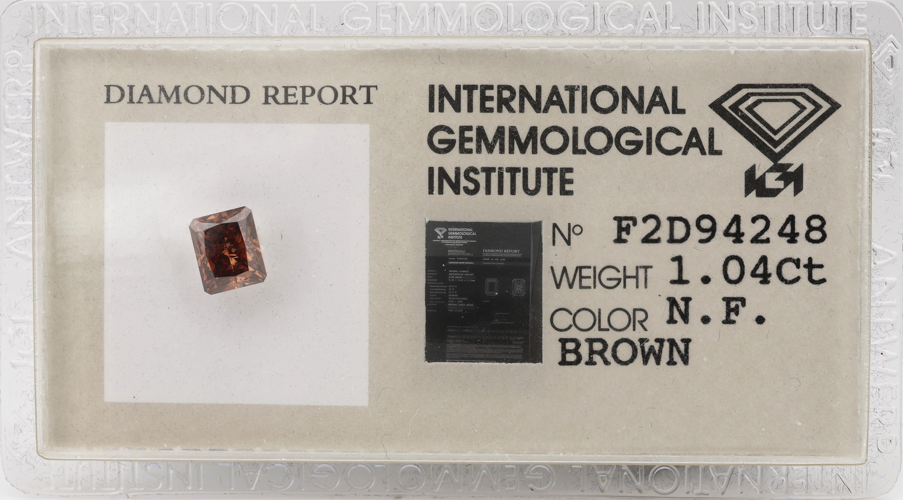 Loser Diamant 1.04 ct Natural Fancy Brown, verschweißt; IGI