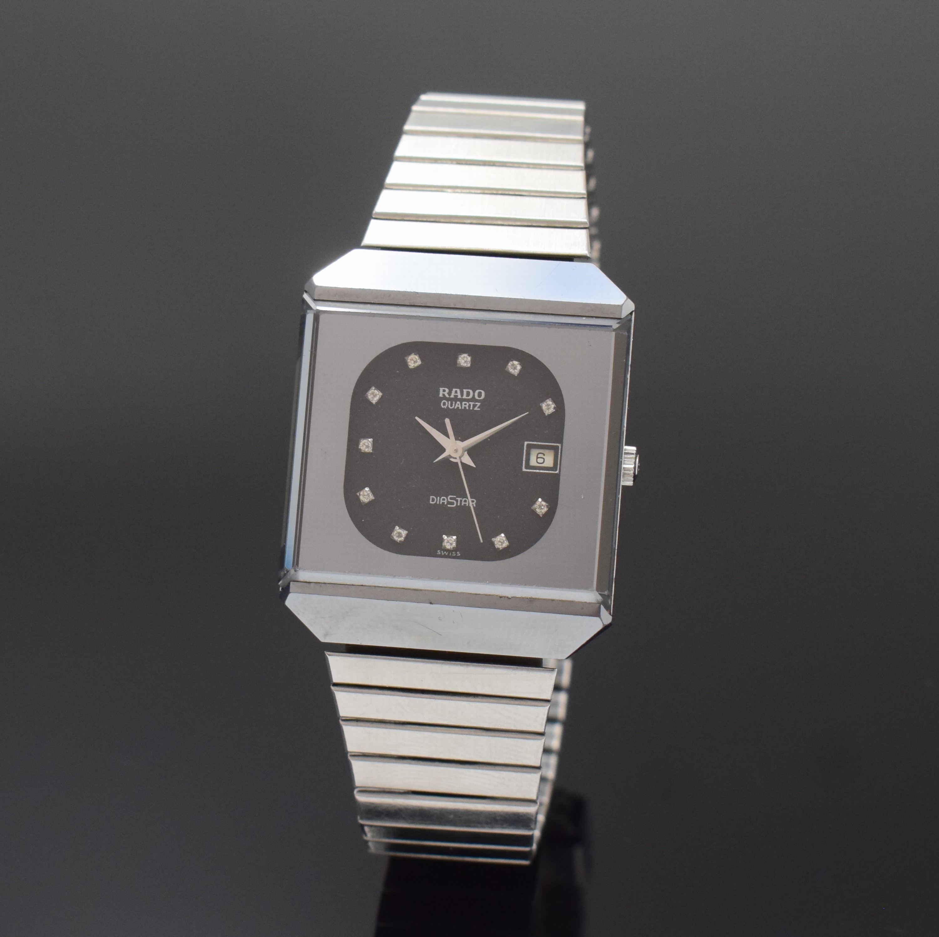 RADO Armbanduhr Modellserie Diastar Referenz 129.0168.3, Schweiz um 1980, kratzfest leg. Geh. m. patent. Saphirverglasung inkl. orig. Gliederband, ...