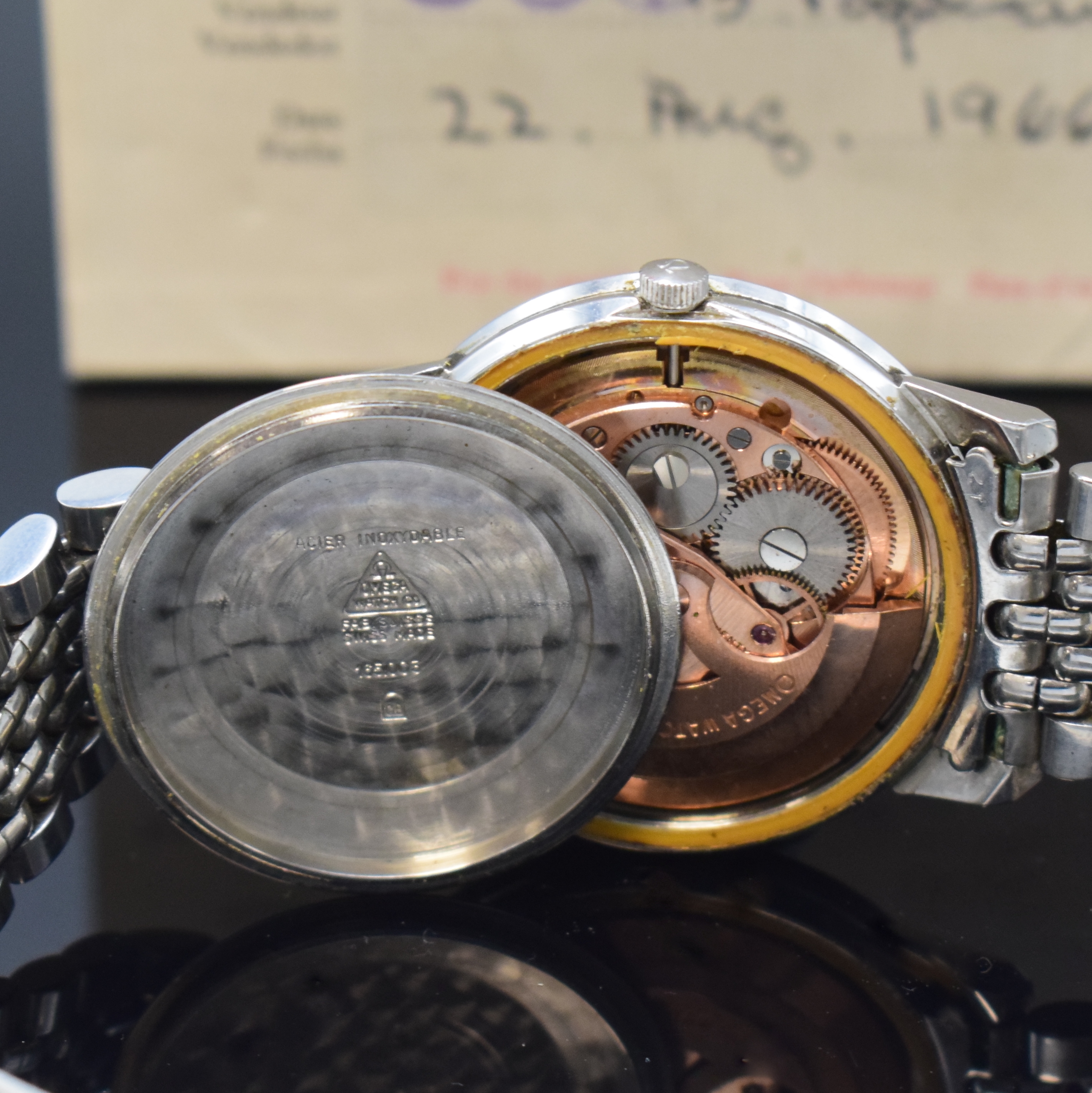 Detail f: OMEGA Seamaster Herrenarmbanduhr in Stahl Referenz 165.003, Schweiz verk. lt. beil. Garantie 08/1966, Automatik, orig. Gliederband m. Faltschl., ...