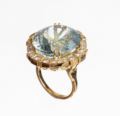 Image 26795063 - 18 kt gold aquamarine brilliant ring