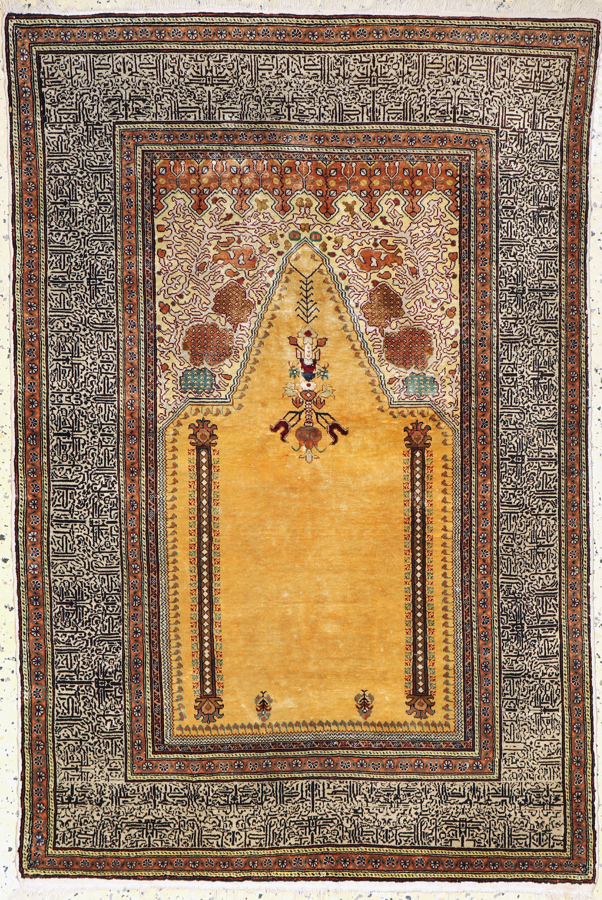 Kayseri Seide fein, Türkei, Anfang 20.Jhd, reine Naturseide, ca. 133 x 90 cm, EHZ: 2