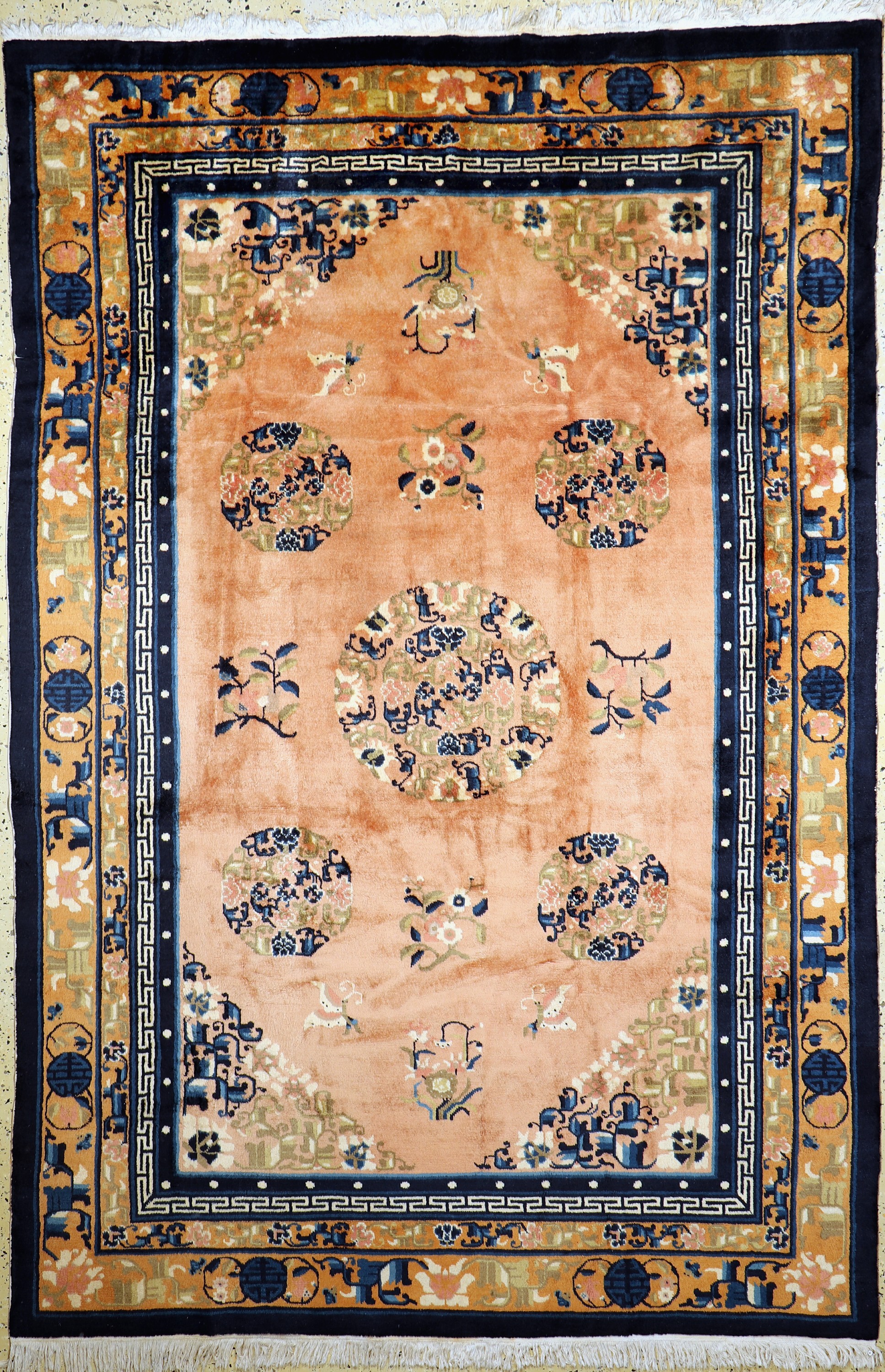 Antik Finish, China, Ende 20.Jhd, Wolle aufBaumwolle, ca. 275 x 185 cm, gereinigt, EHZ: 2