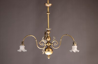 Image Ceiling lamp, German, around 1890-1900, bronze body in the Baroque style, formerly gas ...