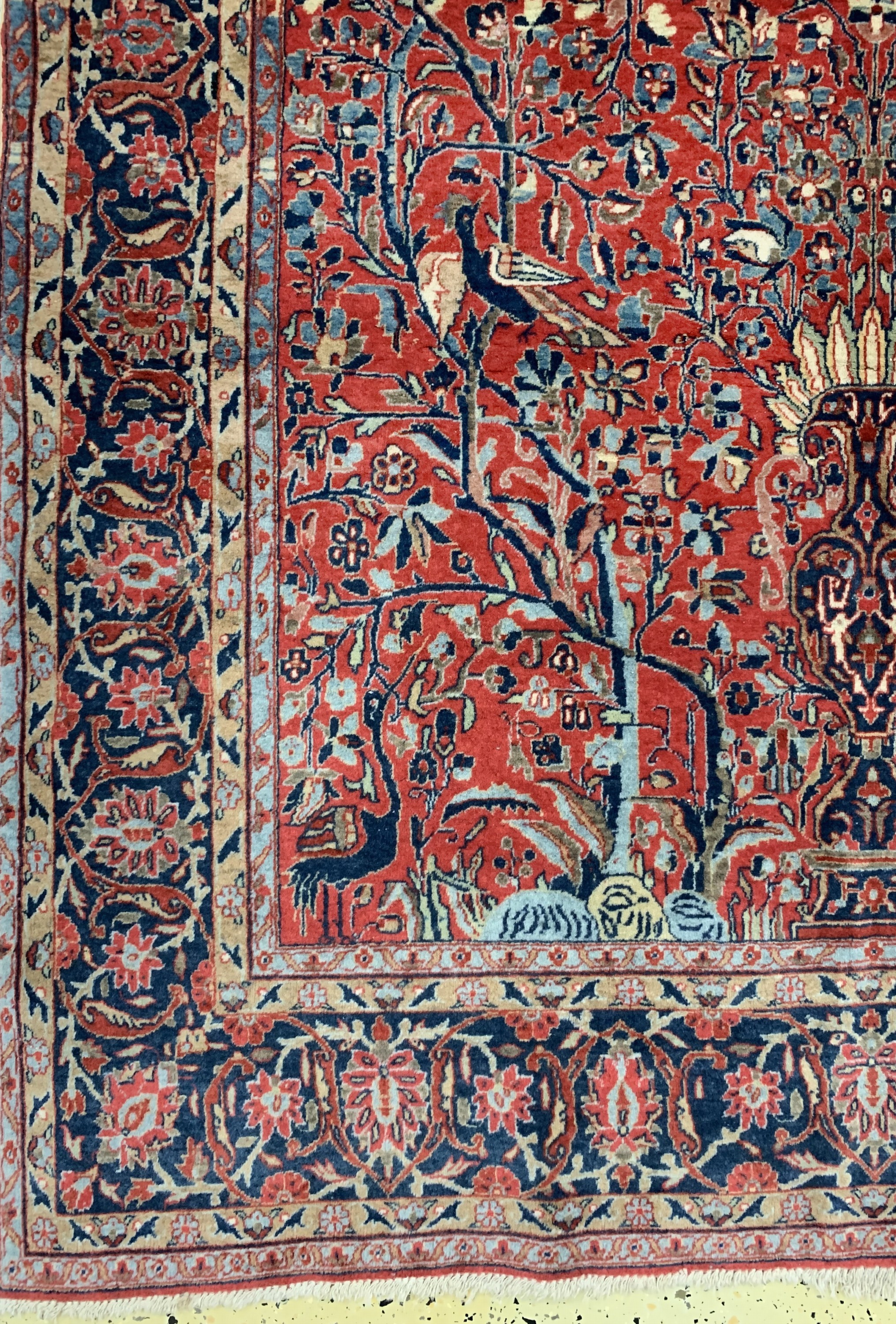 Detail b: Manchester Keschan fein, Persien, um 1900, Manchester-Korkwolle, ca. 207 x 129 cm, gereinigt, EHZ: 2, (Fransen erneurt)