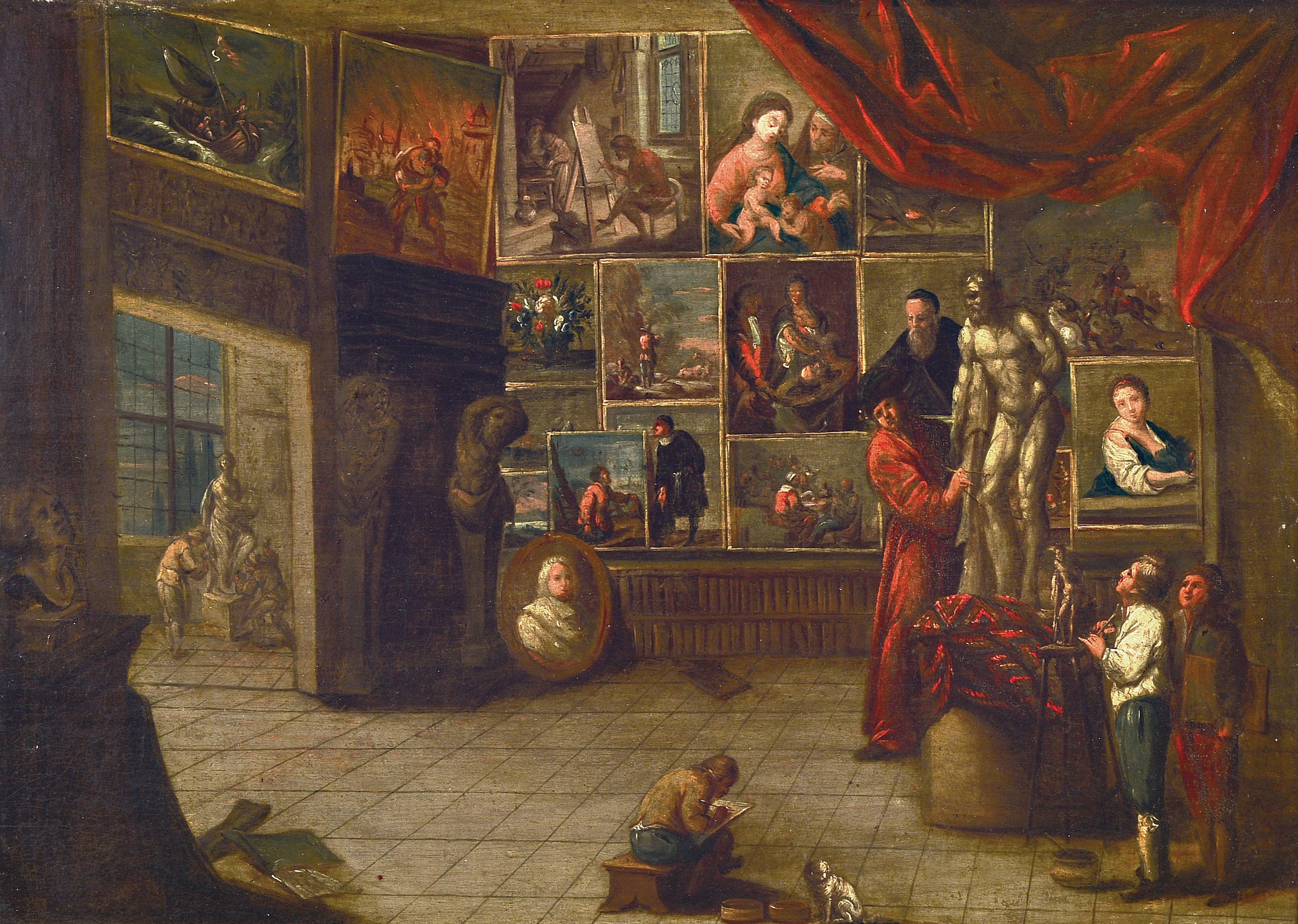 Unbekannter flämischer Künstler des 17./frühen18.Jh., Umkreis Balthazar van den Bossche (1681-1715), im Atelier des Künstlers, der Meister ...
