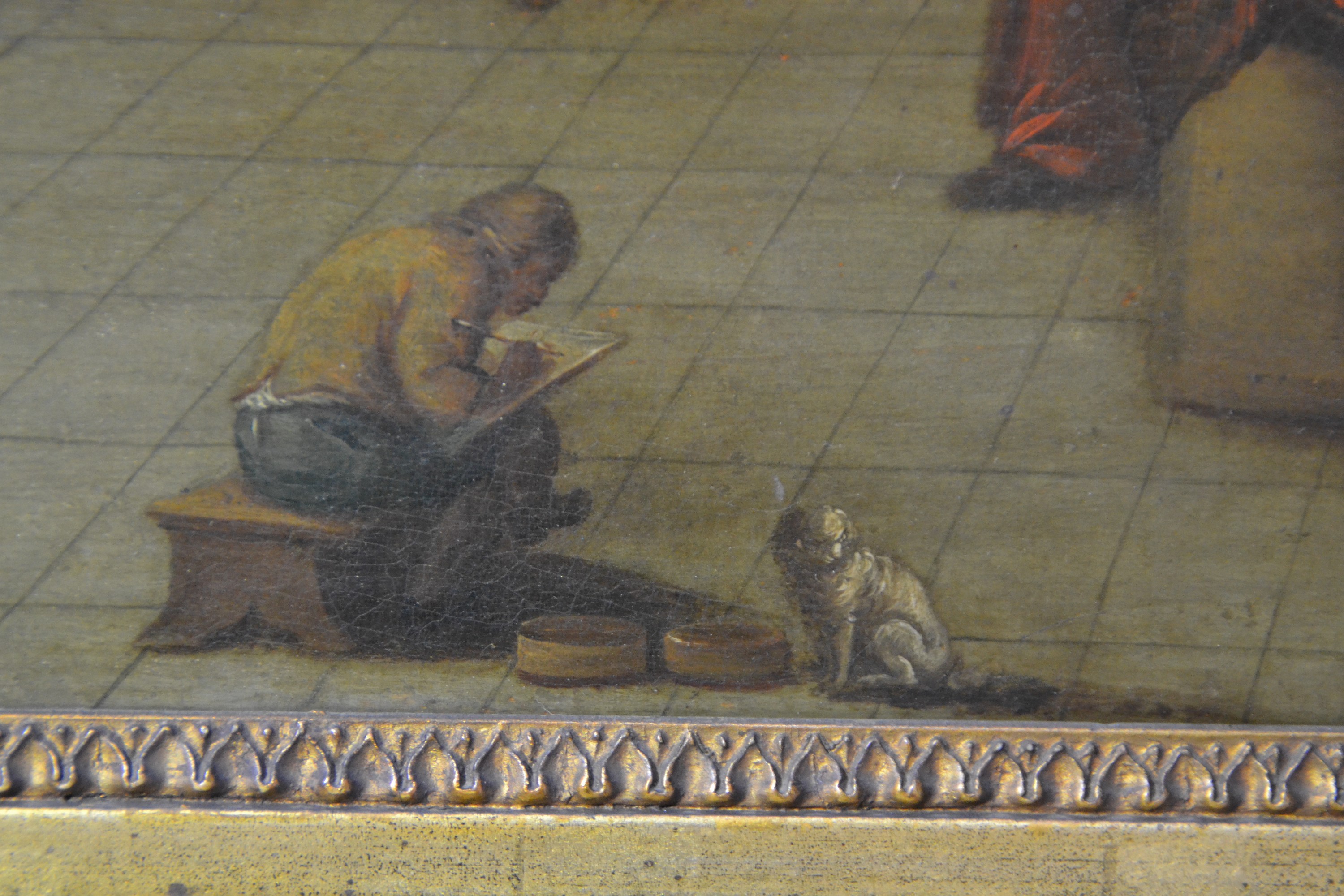 Detail h: Unbekannter flämischer Künstler des 17./frühen18.Jh., Umkreis Balthazar van den Bossche (1681-1715), im Atelier des Künstlers, der Meister ...
