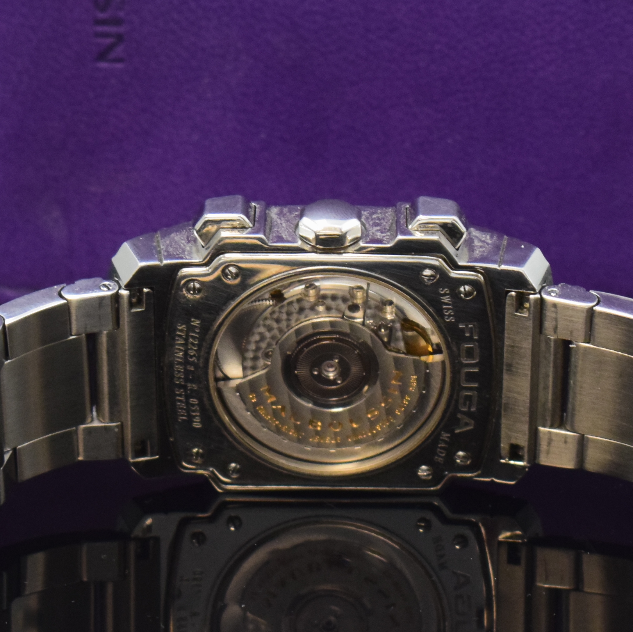 Detail e: MAUBOUSSIN Armbandchronograph Fouga, Automatik, Schweiz um 2014, beids. vergl. Edelstahlgeh. inkl. Gliederband m. dopp. Faltschl., Boden 8-fach ...