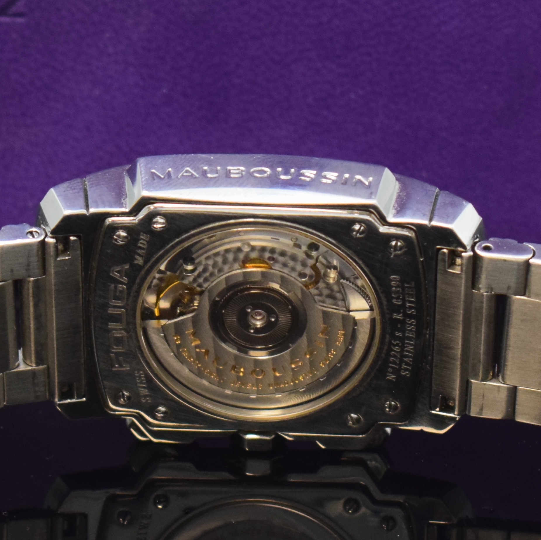 Detail f: MAUBOUSSIN Armbandchronograph Fouga, Automatik, Schweiz um 2014, beids. vergl. Edelstahlgeh. inkl. Gliederband m. dopp. Faltschl., Boden 8-fach ...