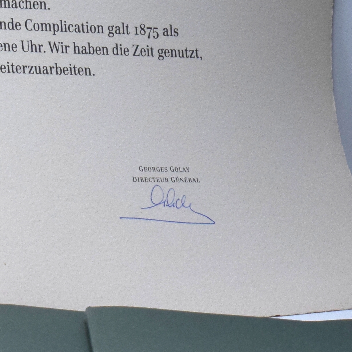 Detail b: AUDEMARS PIGUET aufwendige und hochwertige, extrem seltene Mappe mit 5 Drucken, Schweiz um 1980, grüne Leder-Kassette am Rücken sign. ...