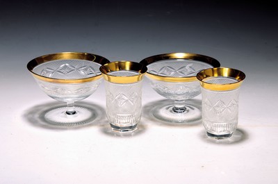 Image Glass service with gold rim, France, 20th century, colorless crystal glass cut and ...