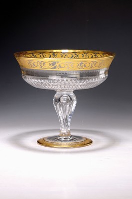 Image Footed bowl, Saint Louis, Thistle decor, 20th century. , colorless crystal glass, ground ...