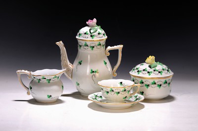 Image Mocha or espresso service, Herend, Hungary, 20th century, porcelain, green vine ...