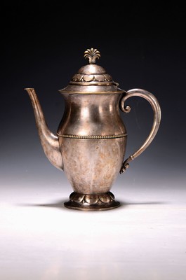 Image Coffee pot, probably Northern Europe, 19th century, silver-plated metal, two-part tower ...