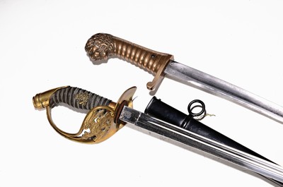 Image Prussian infantry officer's sword, around 1889, brass handle with finger loop, blade ...